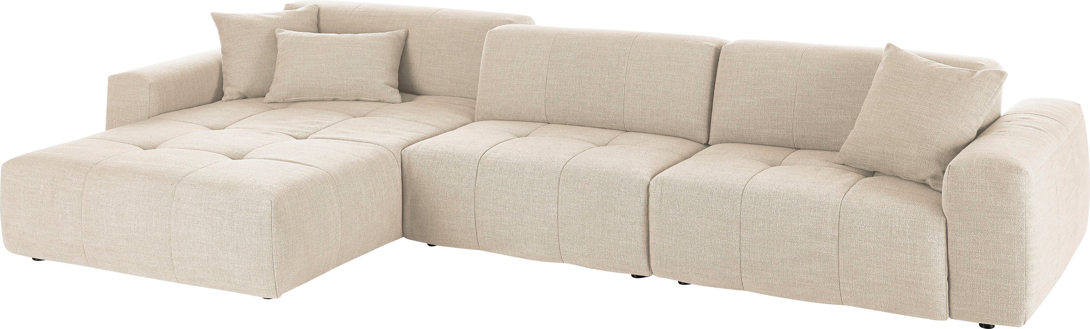 3C Candy Ecksofa Yoshy mit Komfortfunktionen, modern und bequem, L-Form, Zwei verschiedene Sitztiefen durch verstellbare Rückenlehne