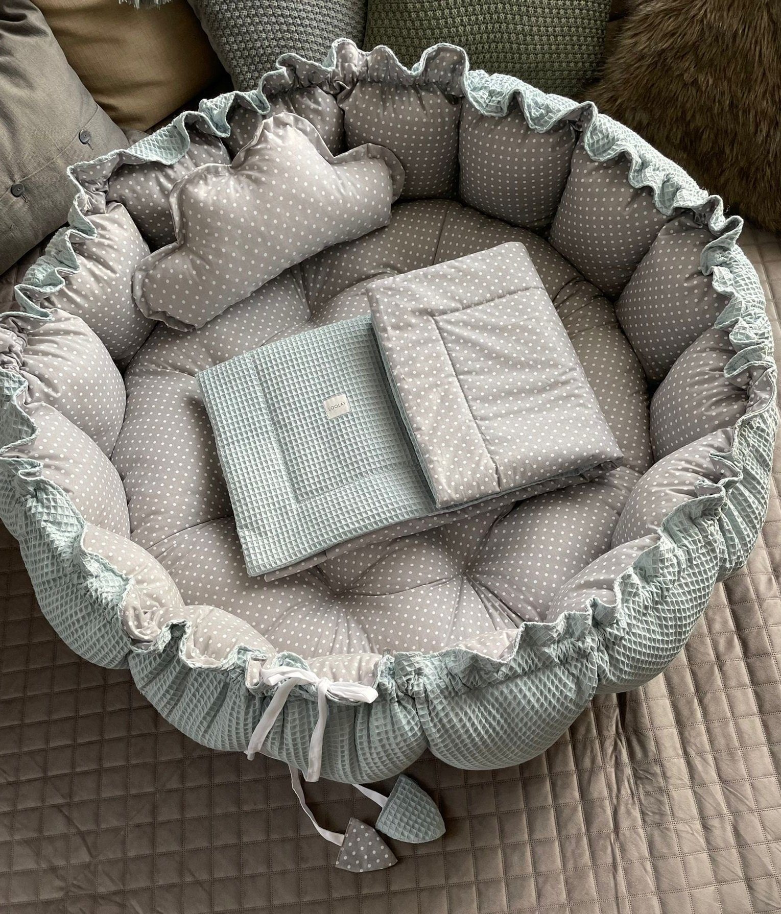 Loolay Bettnestchen Zweiseitig ENGELSNEST XXL Premium WAFFELPIQUE + Decke + günstig online kaufen