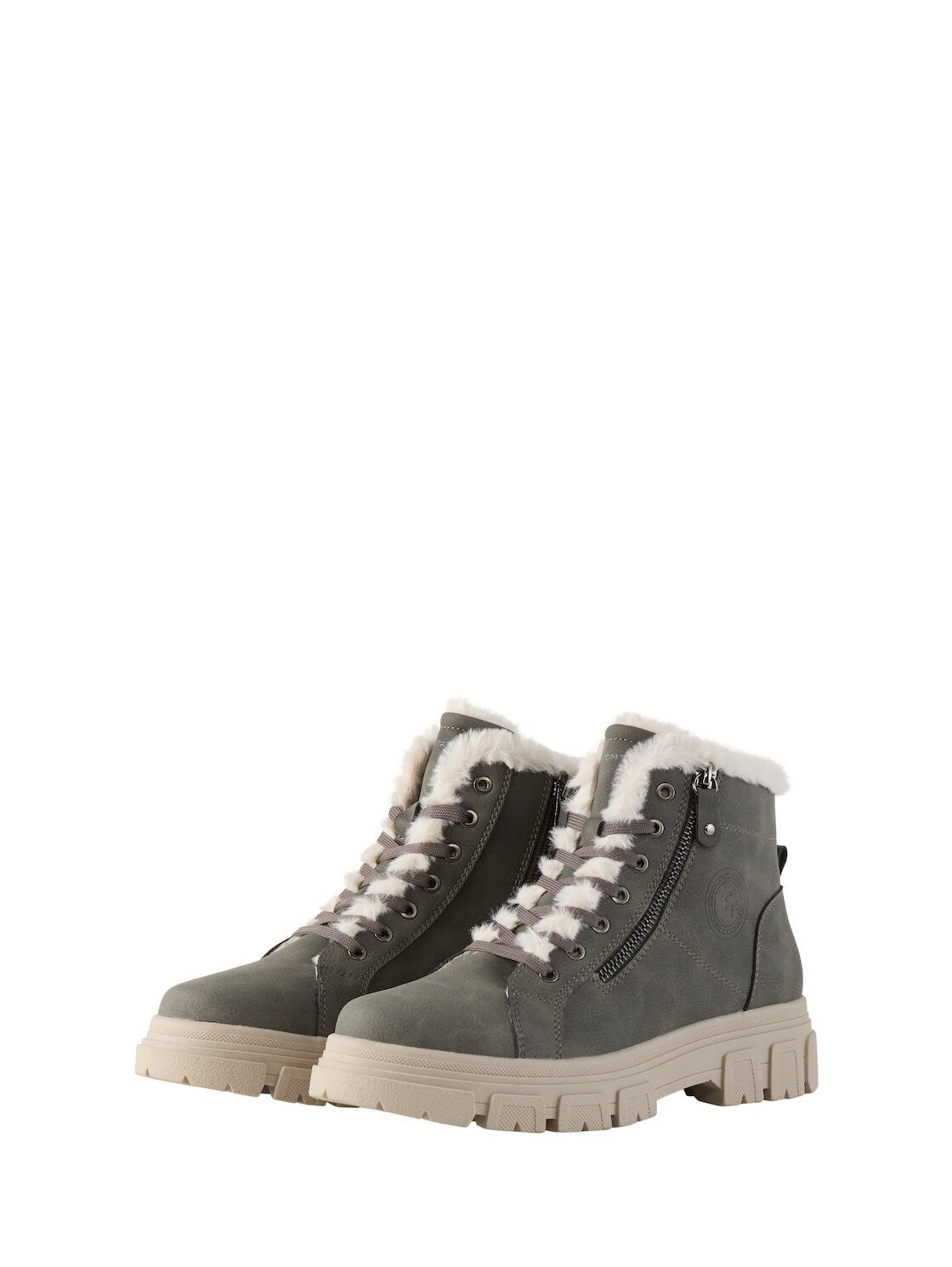 TOM TAILOR Shoes Licence Schnürstiefel Gefütterte Stiefeletten mit Fellimitat