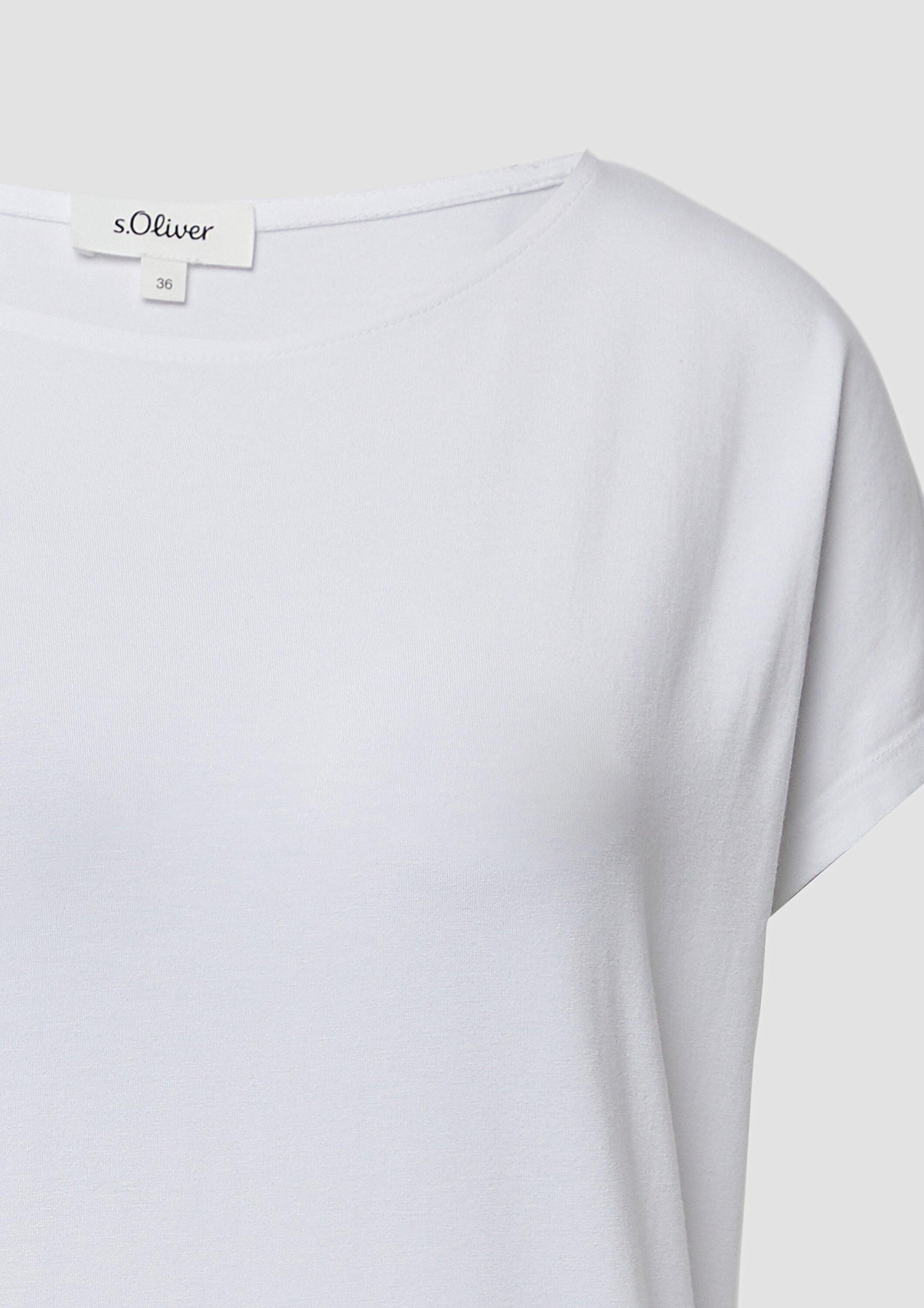 s.Oliver Kurzarmshirt T-Shirt Fließendes Jersey-Shirt mit überschnittenen Schultern