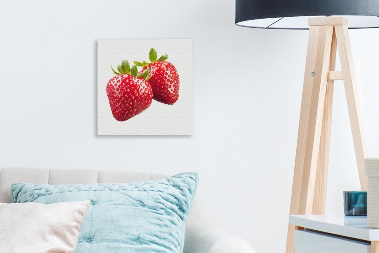 Schlafzimmer Erdbeere Leinwandbild für Wohnzimmer - Bilder Weiß, OneMillionCanvasses® Leinwand - Obst (1 St),