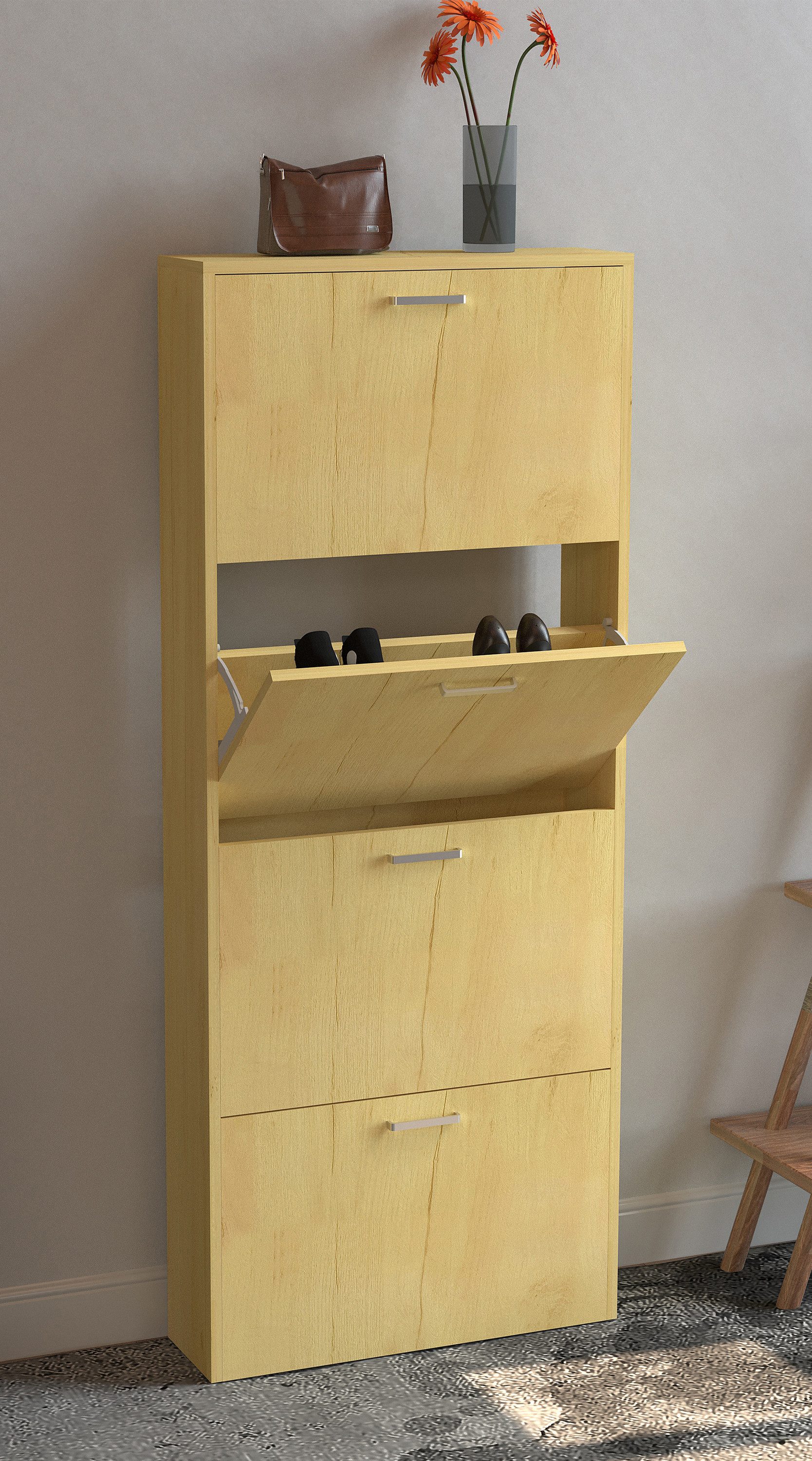 VCM Schuhschrank Schuhkommode Sulos H. 144 x B. 59 x T. 17 cm