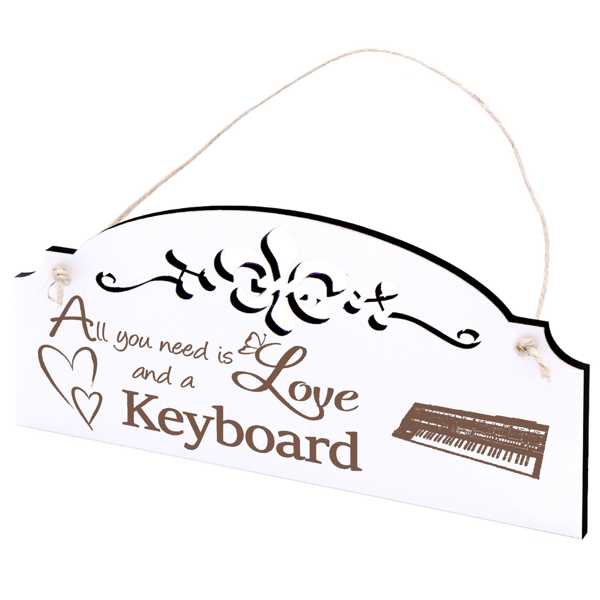 Dekolando Hängedekoration Keyboard Deko 20x10cm All you need is Love