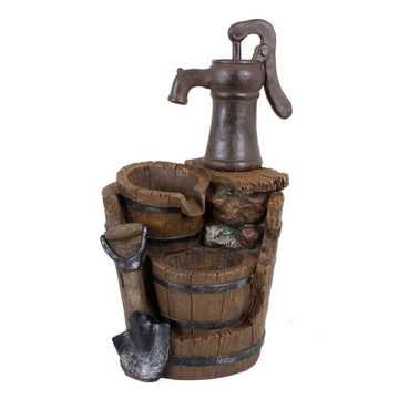 etc-shop Gartenbrunnen, Außen Garten Spring Zier Brunnen Deko Kaskade Holz Stein Optik