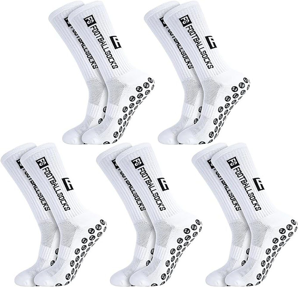 CTGtree Fußballstutzen Fußballsocken Anti Rutsch Grip Fußball Socken Sportsocken (5-Paar)