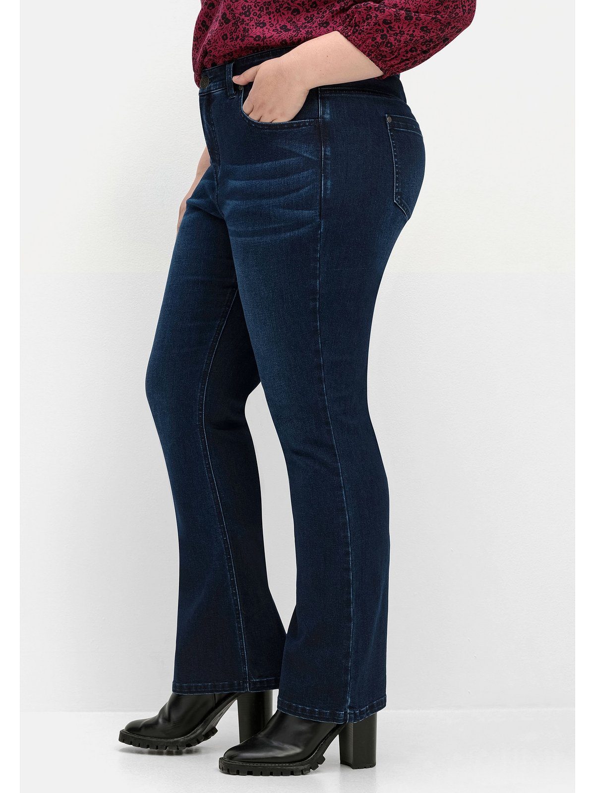 Große Bodyforming-Effekt Stretch-Jeans Sheego mit dark blue und Größen Denim Catfaces