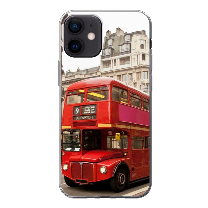 MuchoWow Handyhülle Ein roter Doppeldeckerbus in London Handyhülle Apple iPhone 12 Smartphone-Bumper Print Handy