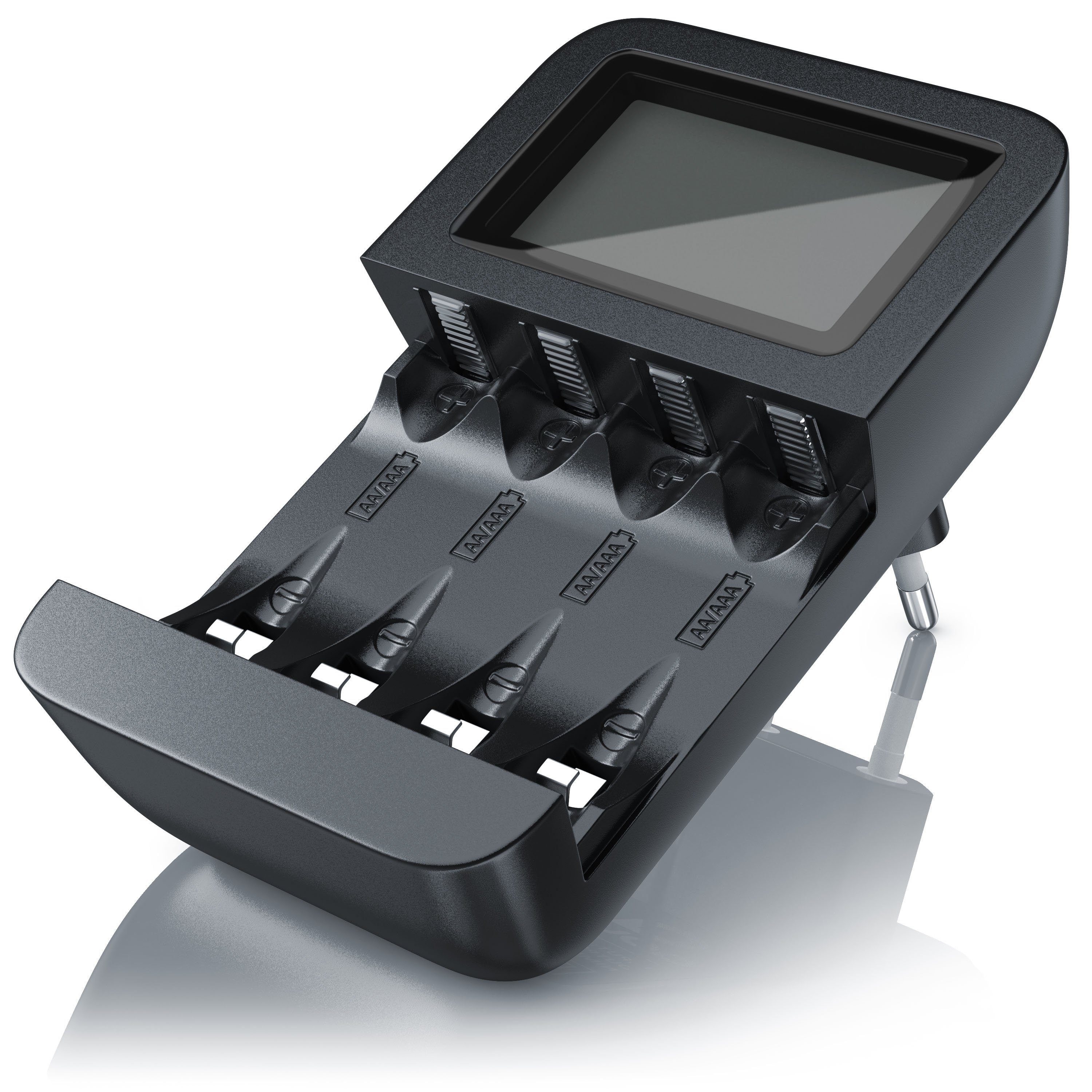 Aplic Universal 4-Schacht Akkulader geeignet für Typ AA / AAA NiMH Akkus Batterie-Ladegerät (2700 mA, 1-tlg., Mikroprozessorgesteuertes Laden, 4 Akkus, LCD, Bat – Bild 4 von 5