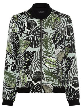 Olsen Strickjacke mit Allover-Print aus exotischen Blättern