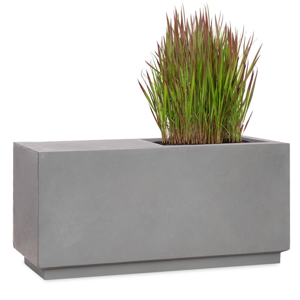 Pflanzwerk® Pflanzkübel RELAX Premium Fiberglas Blumenkübel Gartenbank mit Lotus-Effekt, Fiberglas - Handgefertigt - Rechteckig - Frostbeständig