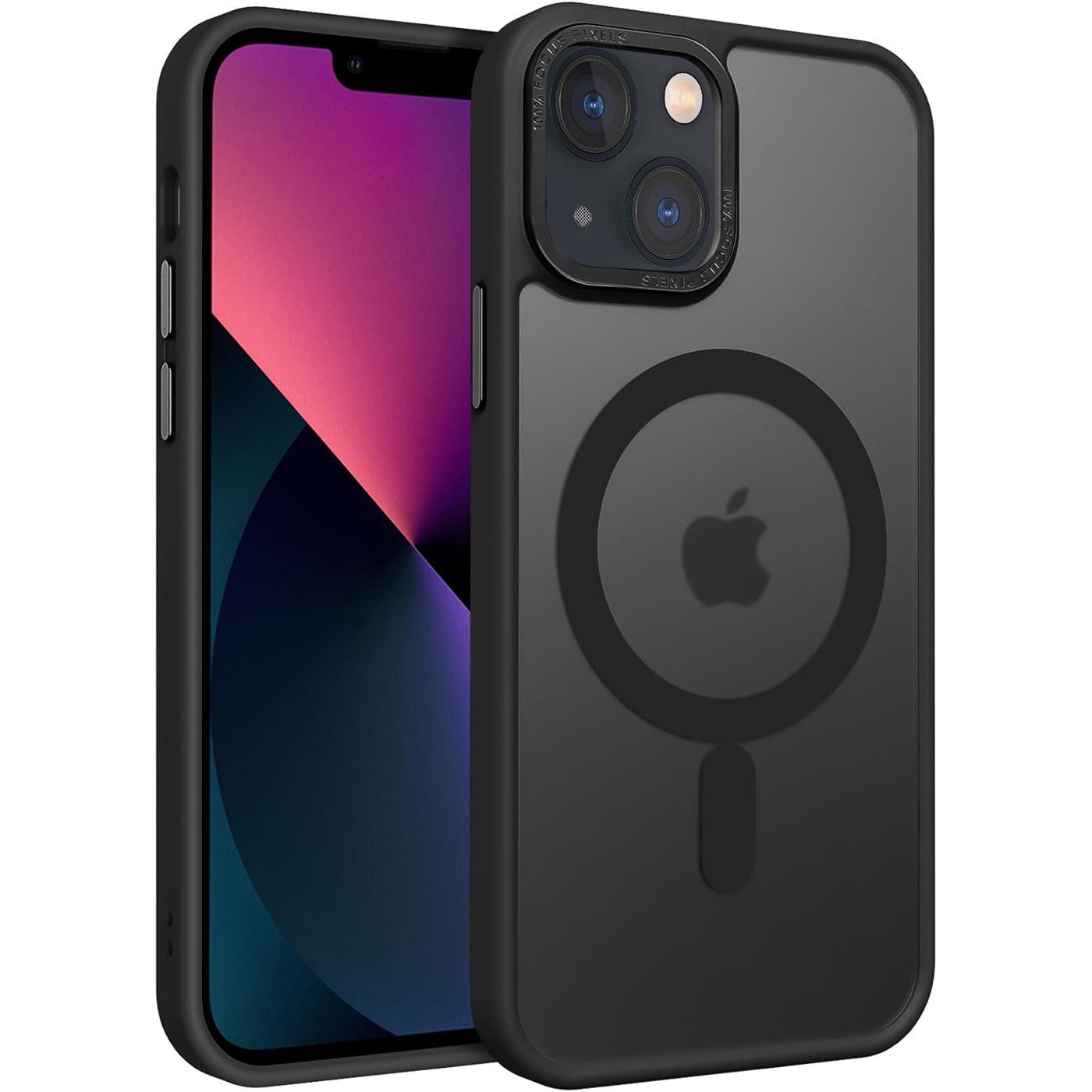 CoolGadget Handyhülle Magnet Hülle für iPhone 13 Schutzhülle mit Metall Kamerarahmen 6,1 Zoll, magnetisches Schutzcase Matt Stoßfest kompatibel mit Magsafe Zubehör