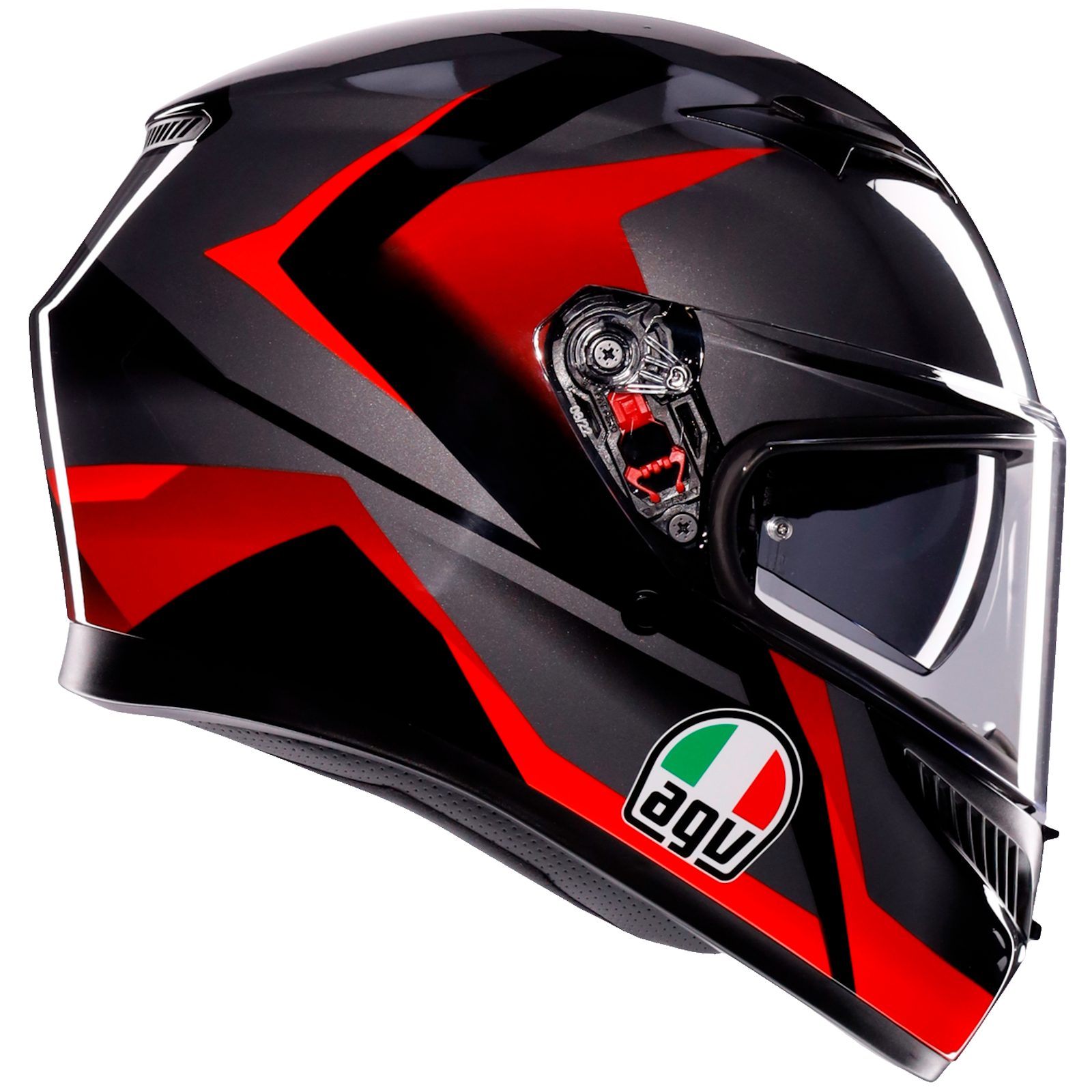 AGV Motorradhelm AGV K3 Integralhelm Striga schwarz / grau / rot XL (1er Set), integralhelm motorrad