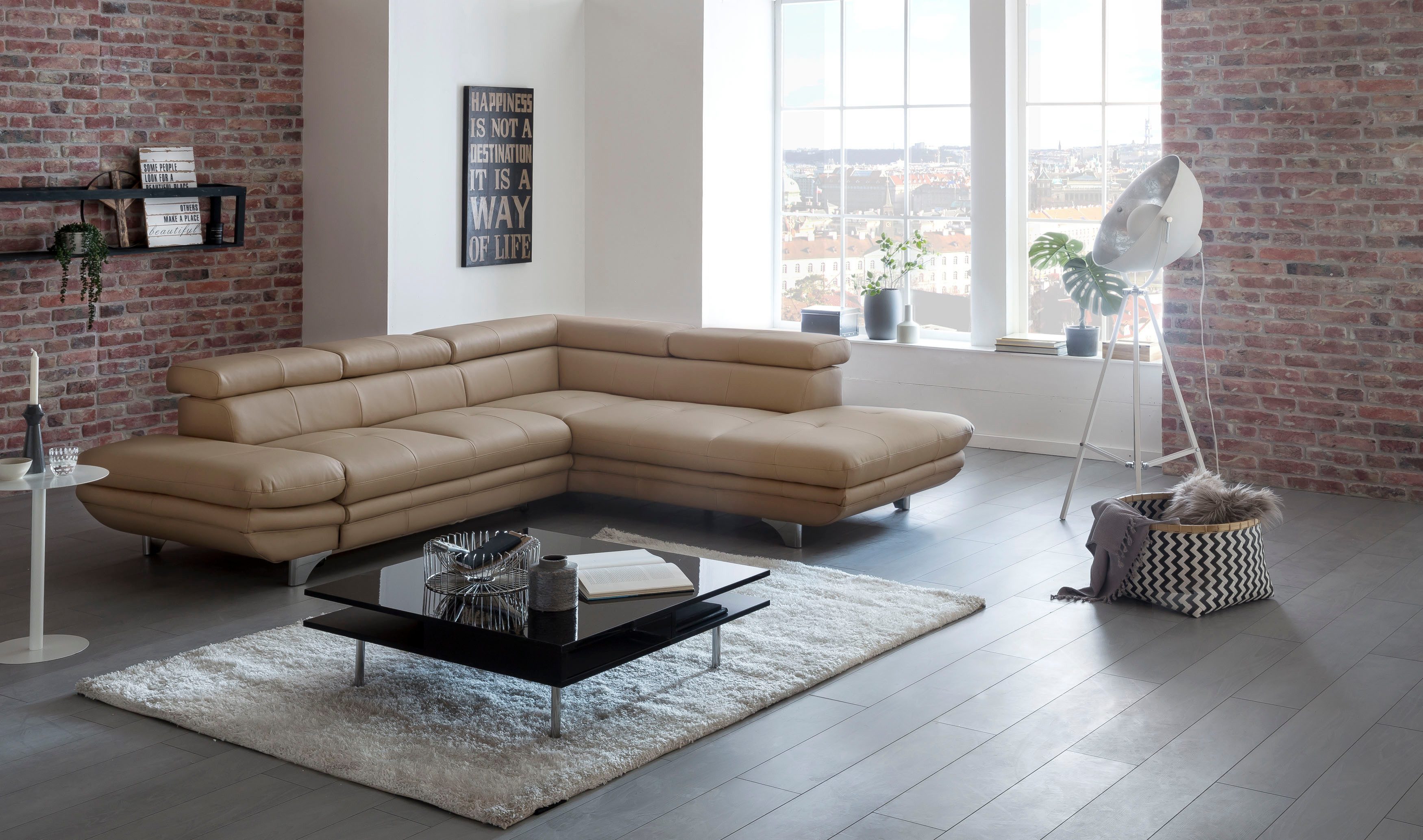 COTTA Ecksofa Enterprise L-Form, mit Arm- & Kopfteilverstellung, wahlweise mit Bettfunktion