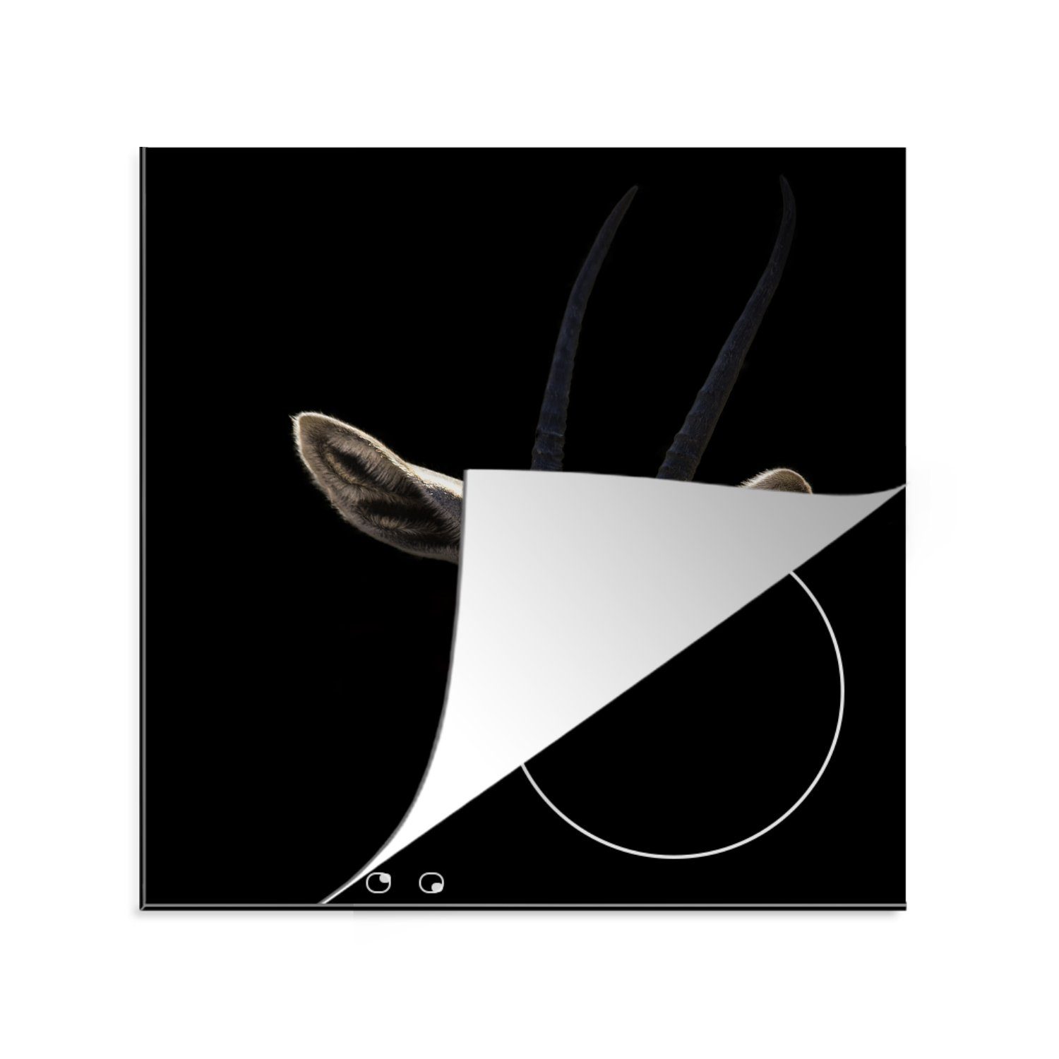 MuchoWow Herdblende-/Abdeckplatte Gazelle - Schwarz - Tiere, Vinyl, (1 tlg), 78x78 cm, Ceranfeldabdeckung, Arbeitsplatte für küche