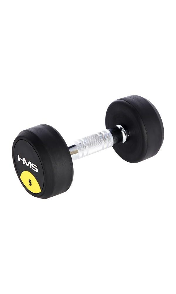 HMS Kurzhantel Fitness Pro Rundhantel mit Gummiummantelung 5 kg - 1 Stück