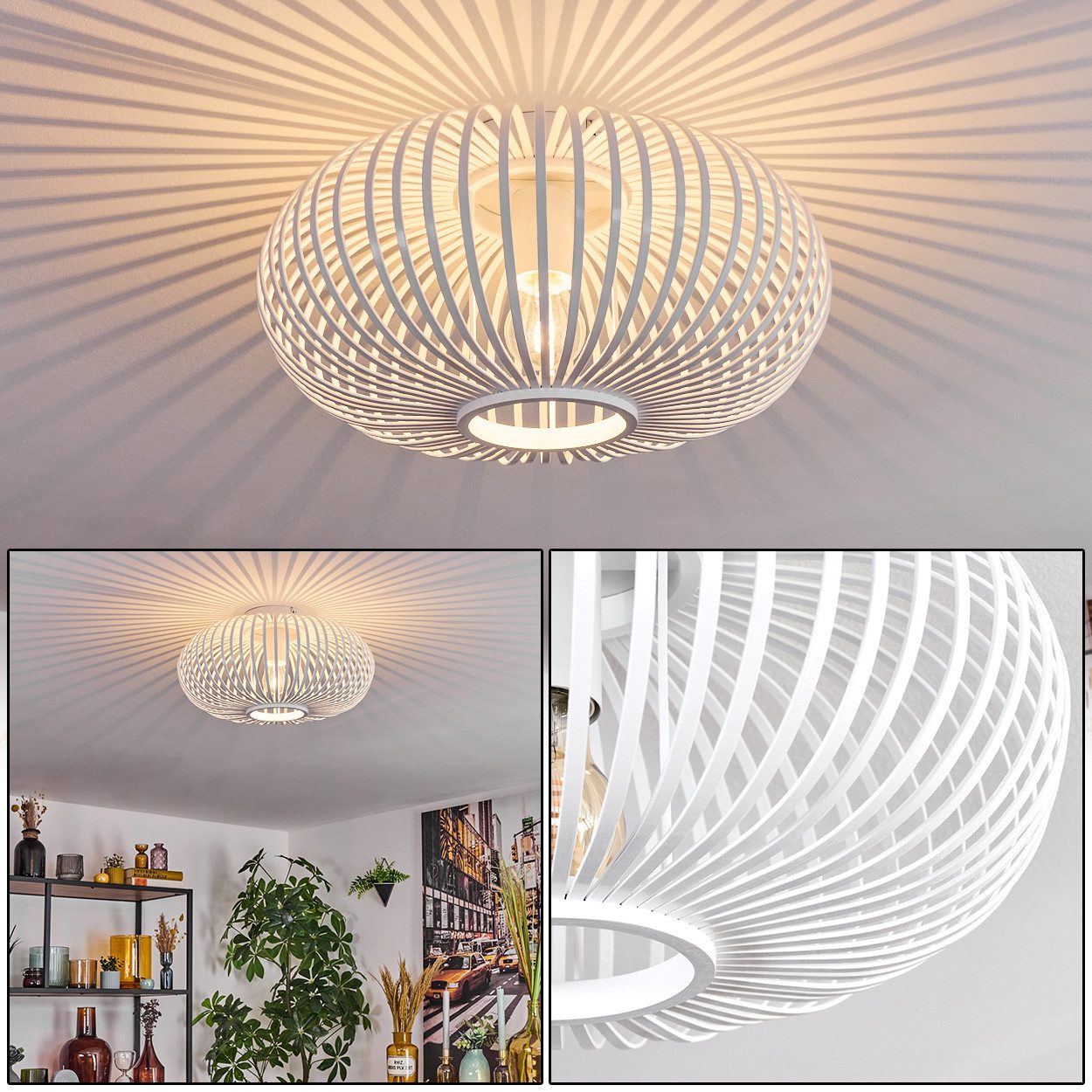 hofstein Deckenleuchte Deckenlampe aus Metall/Bambus in günstig online kaufen
