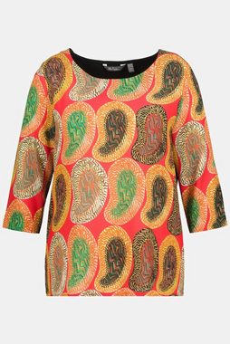 Ulla Popken Longbluse Bluse Paisley Classic Rundhals 3/4-Arm