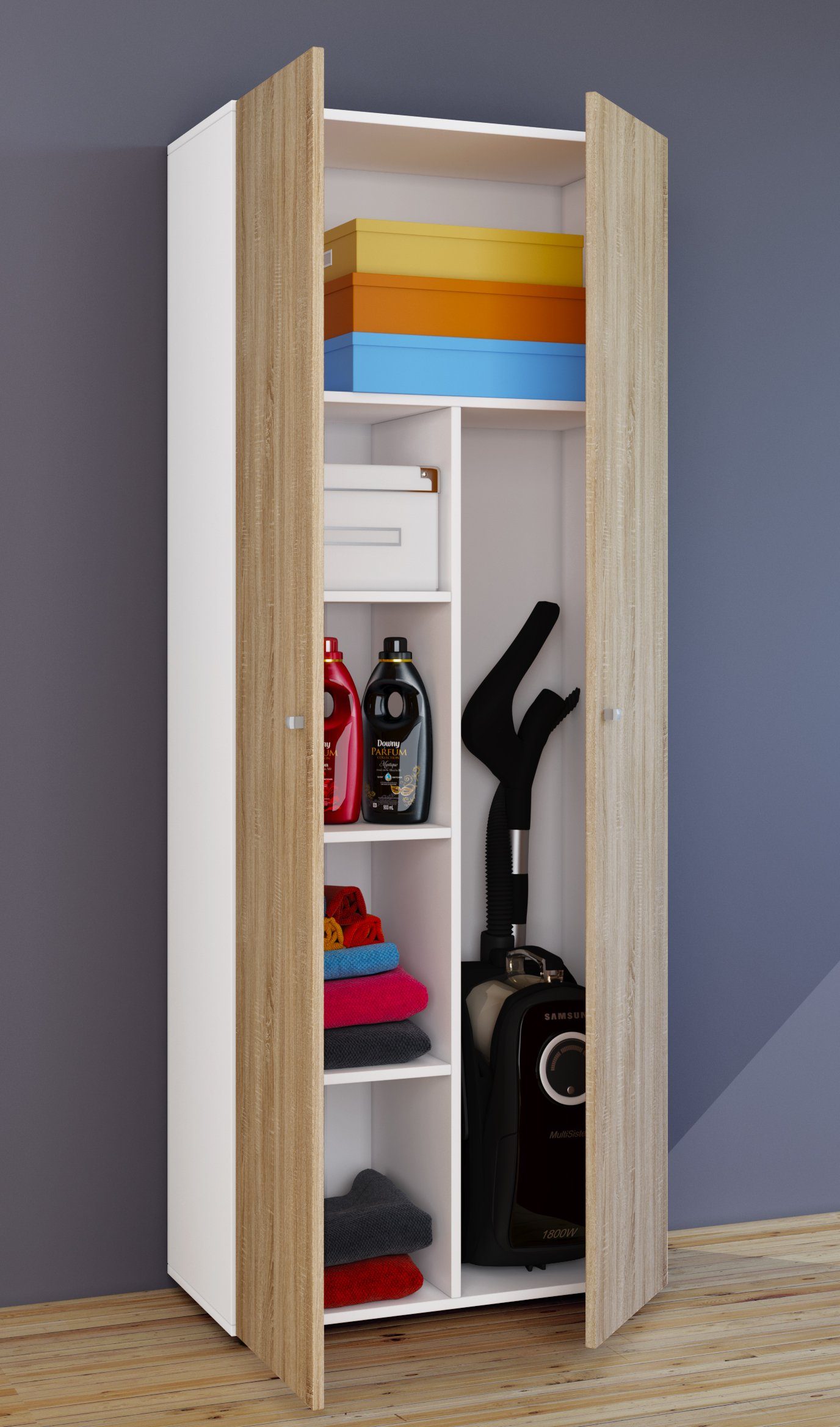 VCM Mehrzweckschrank Holz Besenschrank Staubsauger Putzschrank günstig online kaufen
