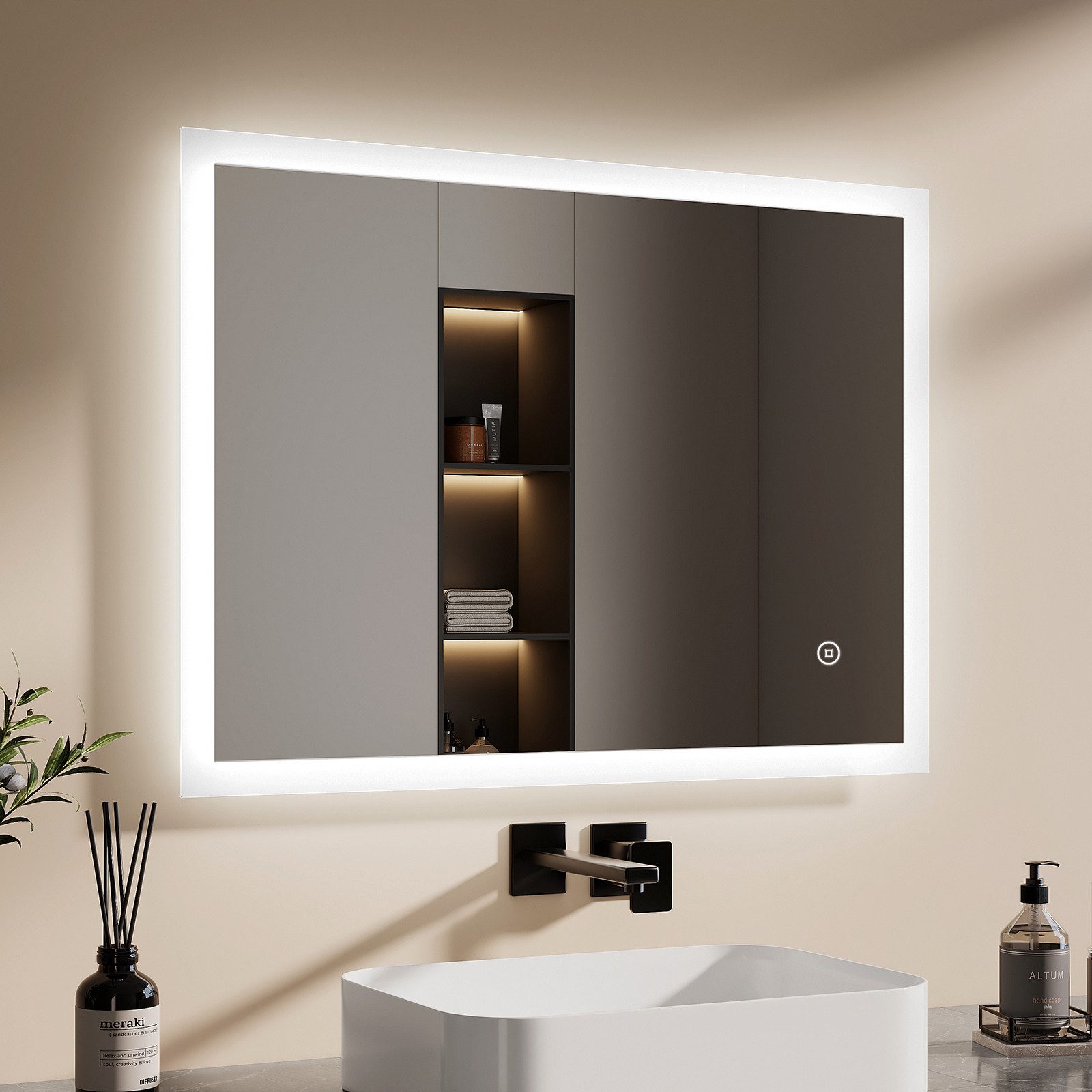 EMKE Badspiegel Badezimmerspiegel LED Badspiegel mit beleuchtung Wandspiege günstig online kaufen