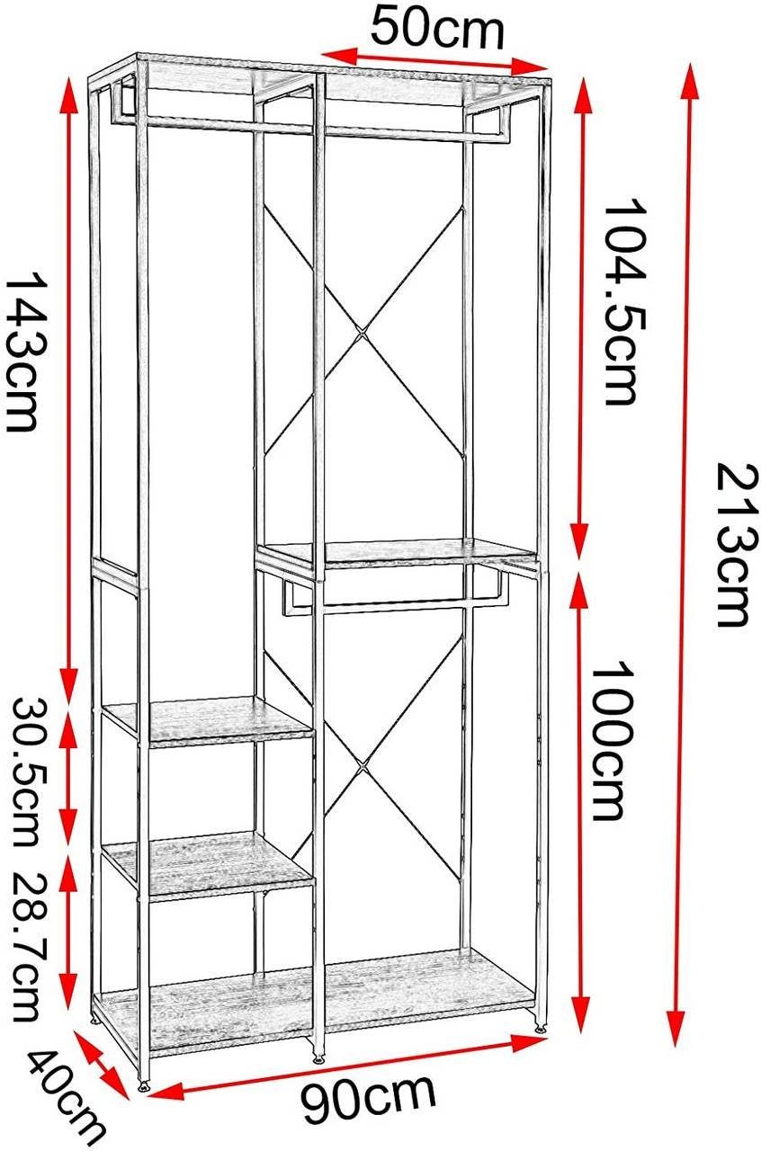 Woltu Garderobenständer, (1 St), Kleiderständer mit Ablage, aus Holz und Stahl