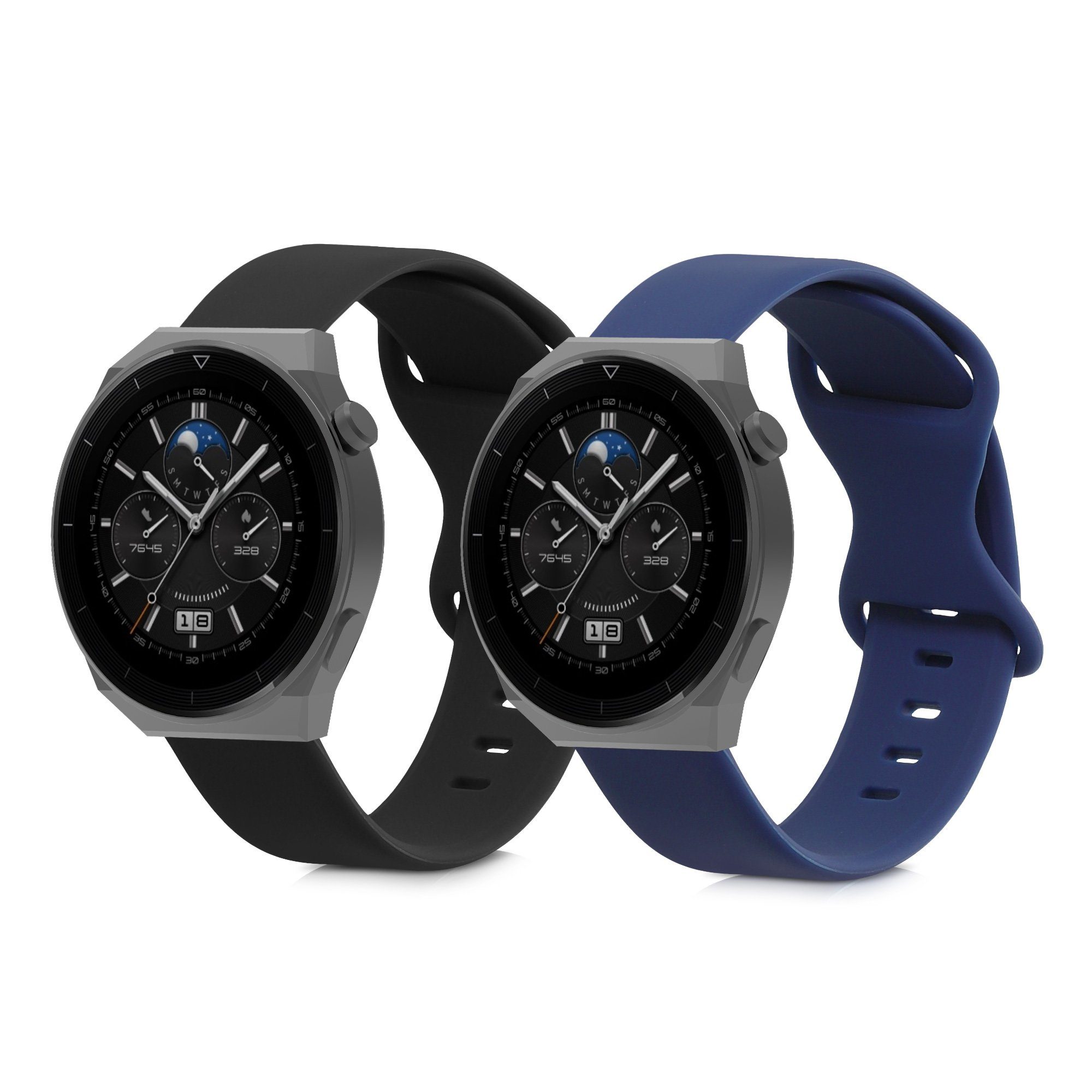 kwmobile Uhrenarmband 2x Sportarmband für Huawei (46mm), Pro Silikon Fitnesstracker Armband Watch TPU Set GT3