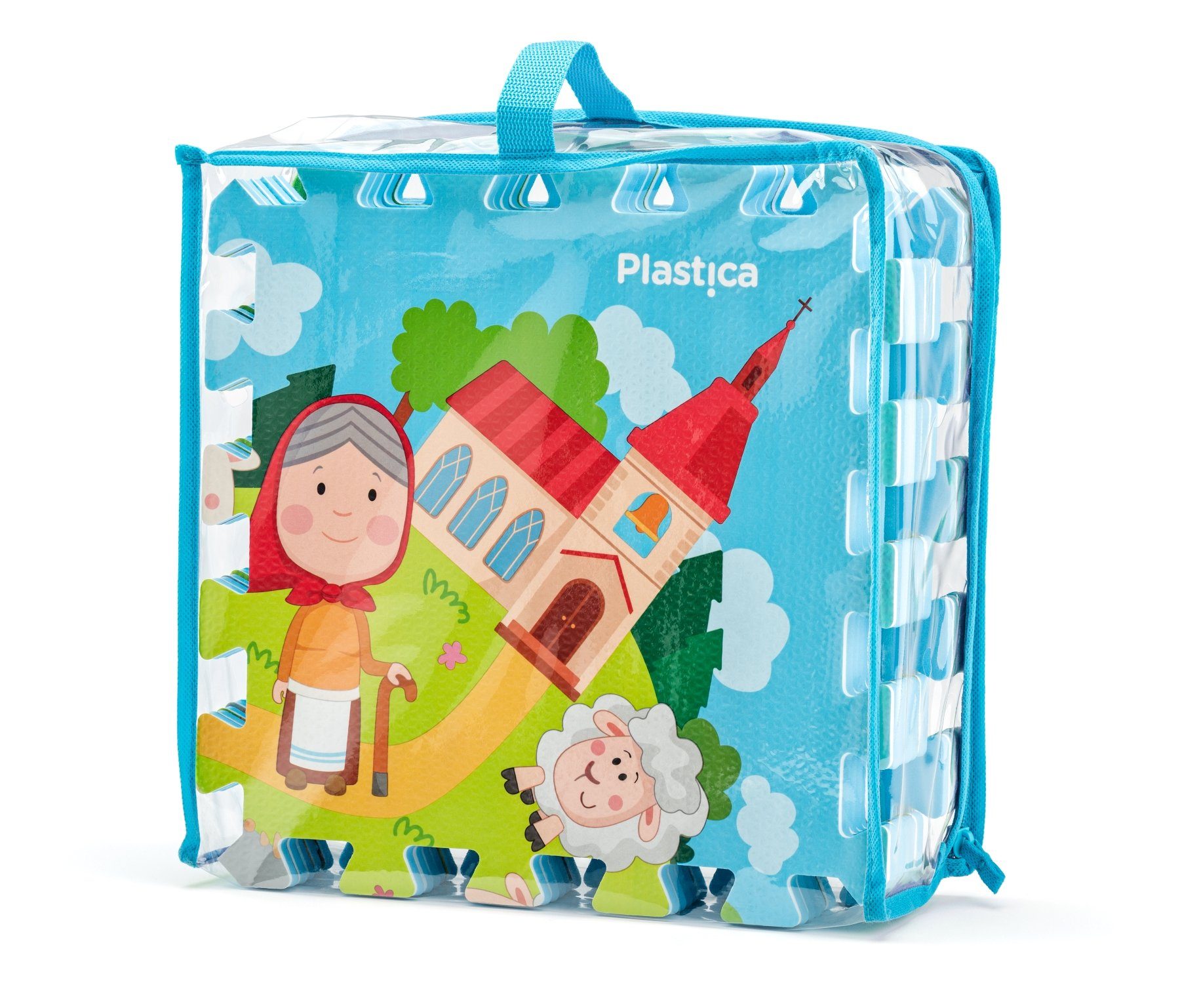 Woodyland Spielmatte 91651 - 9 teilige Puzzle- und Spielmatte mit Landschaft und Straßen (9-St)