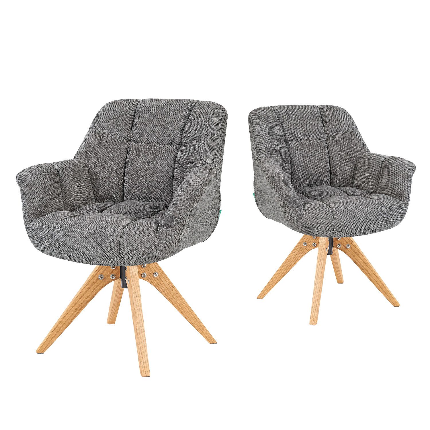 DUBI Möbel Polsterstuhl Mika-Nele (2 St), Eiche geölt, 360° drehbar im 2er-Set