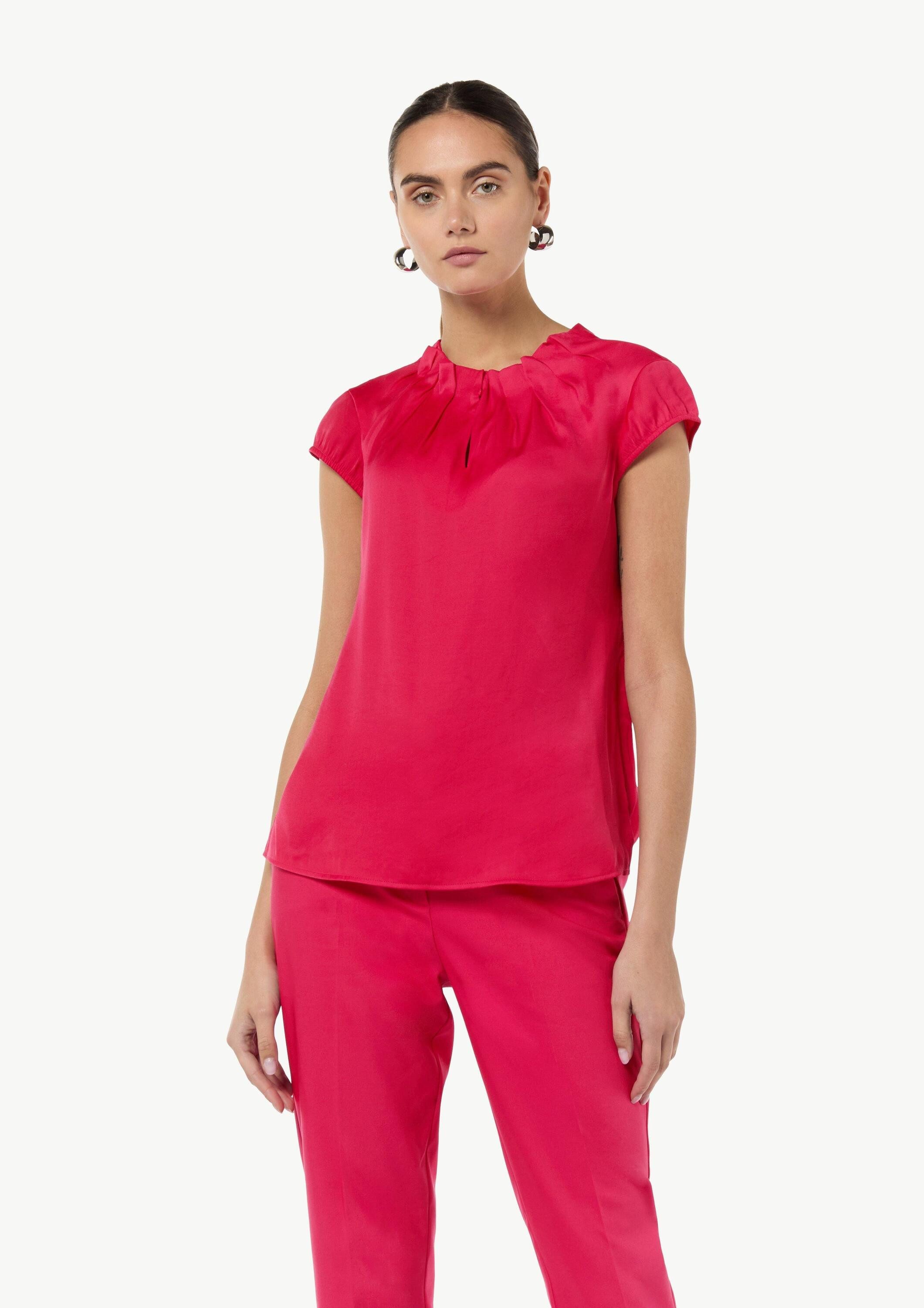 comma Kurzarmbluse Bluse Bluse aus Satin