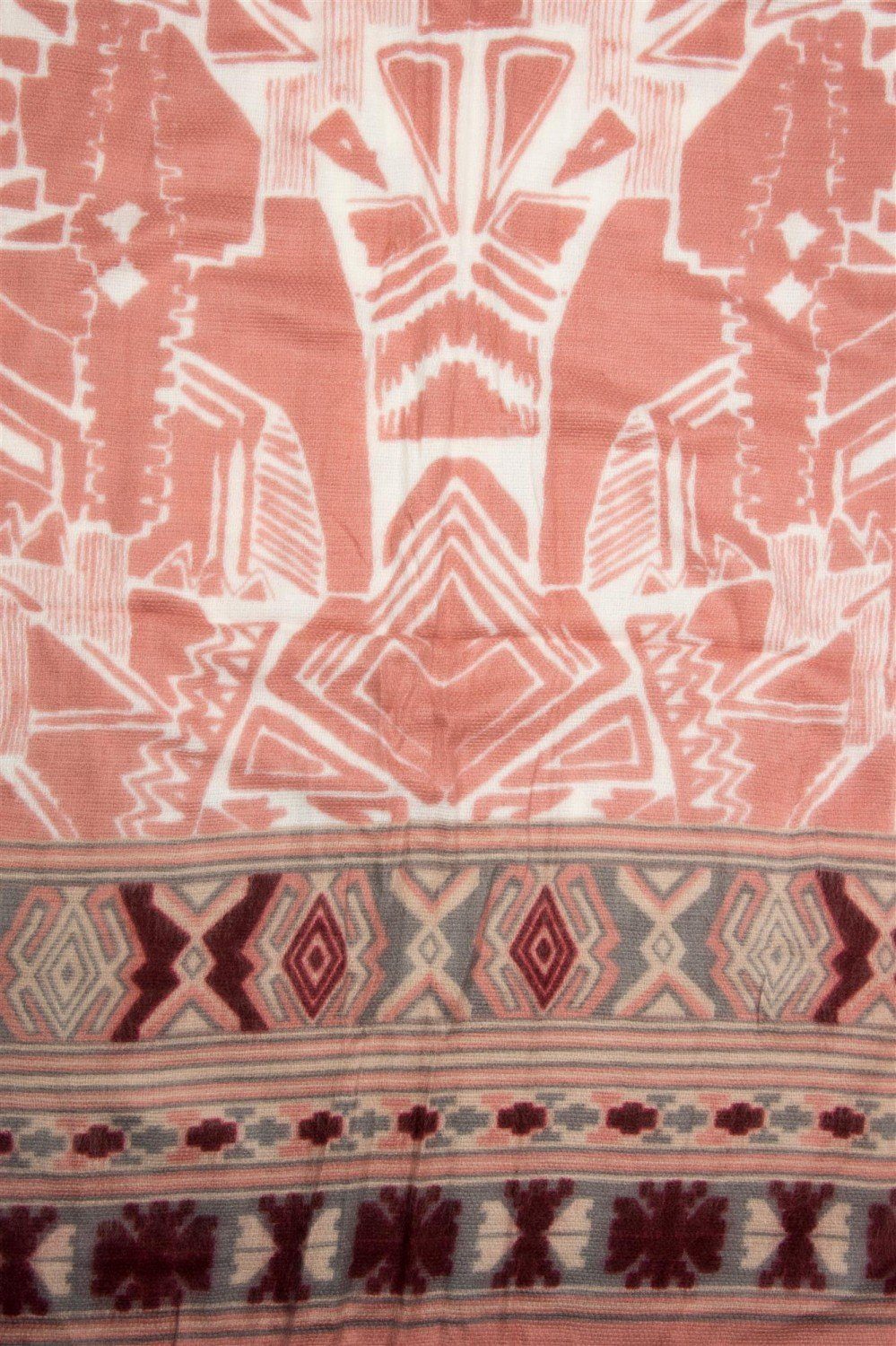 (1-St), Muster Ethno styleBREAKER Azteken Schal Breiter Modeschal, mit Altrose-Grau-Bordeaux-Rot-Weiß