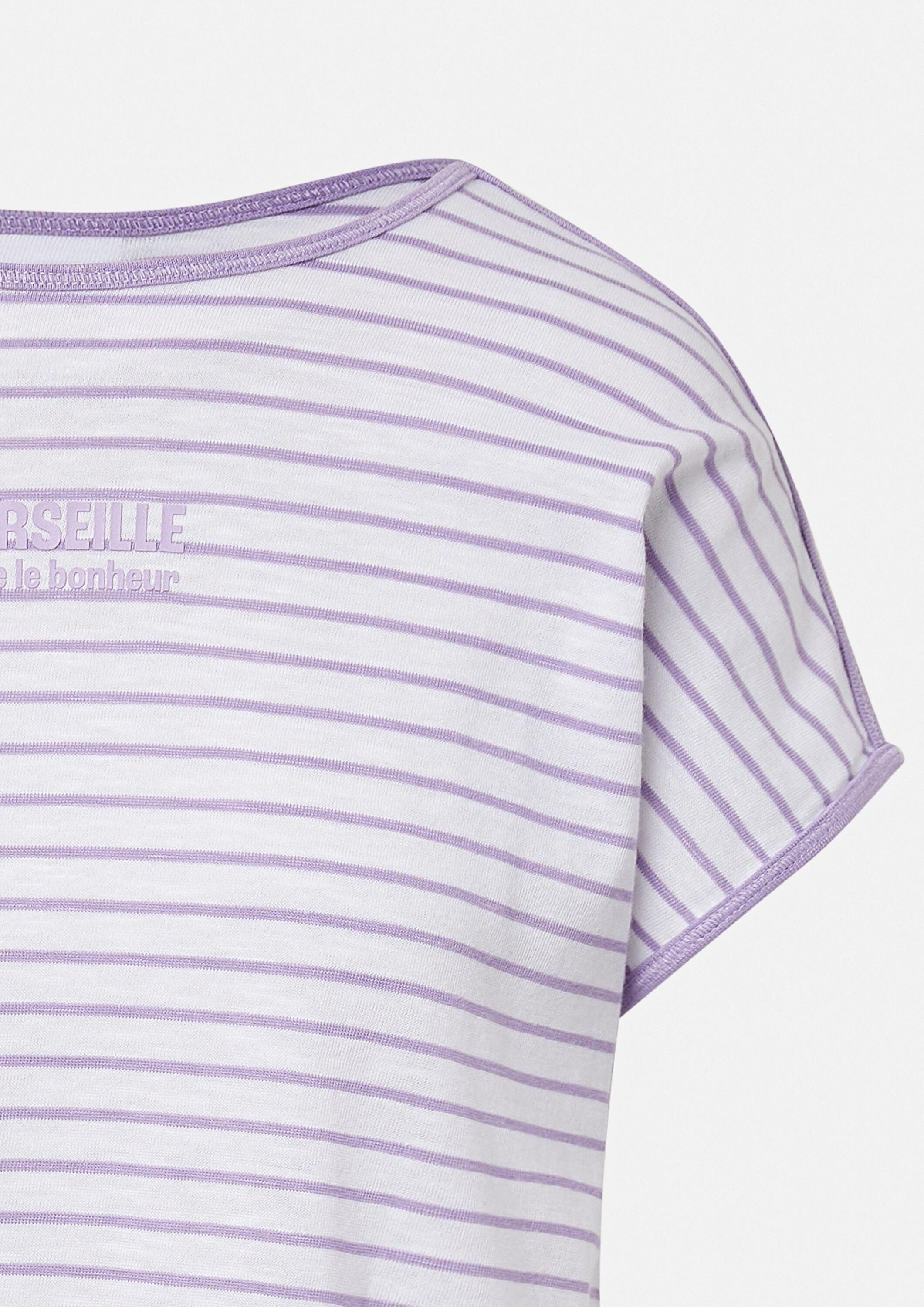 comma Kurzarmshirt T-Shirt Gestreiftes T-Shirt aus Baumwollmix