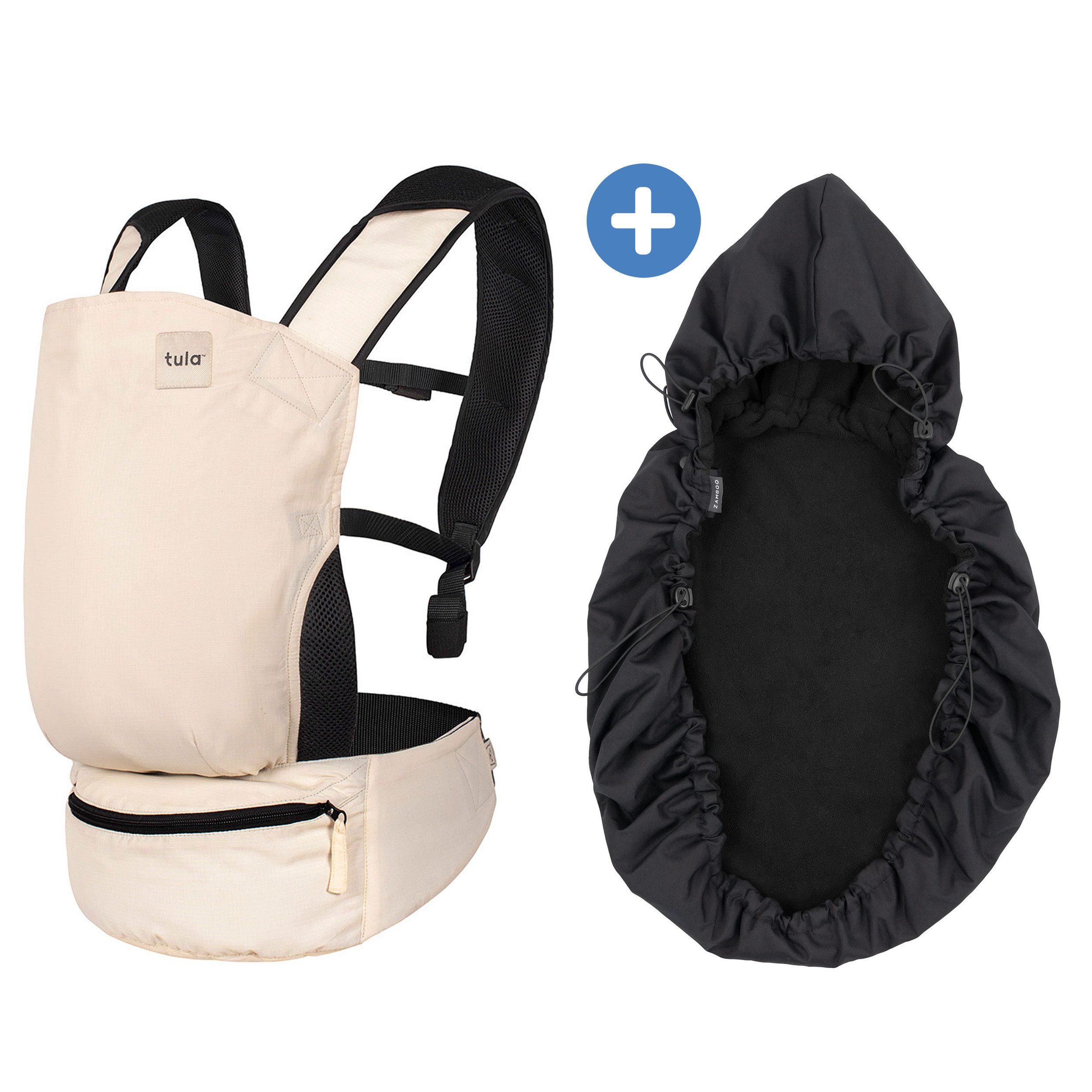 Tula Babytrage Lite Ultrakompakt - Cream, Baby Kinder Bauchtrage Rückentrage & Wetterschutz ab 5,4 kg - 13,6 kg