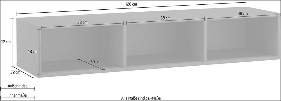 set one by Musterring Hängeregal Chicago, mit drei offenen Fächern