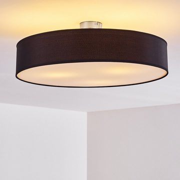 hofstein Deckenleuchte »Mels« runde Deckenlampe mit Lampenschirm aus Stoff in Schwarz/Weiß, ohne Leuchtmittel, Ø60cm, LED-fähig, 3xE27, 40 Watt, Retro-Design