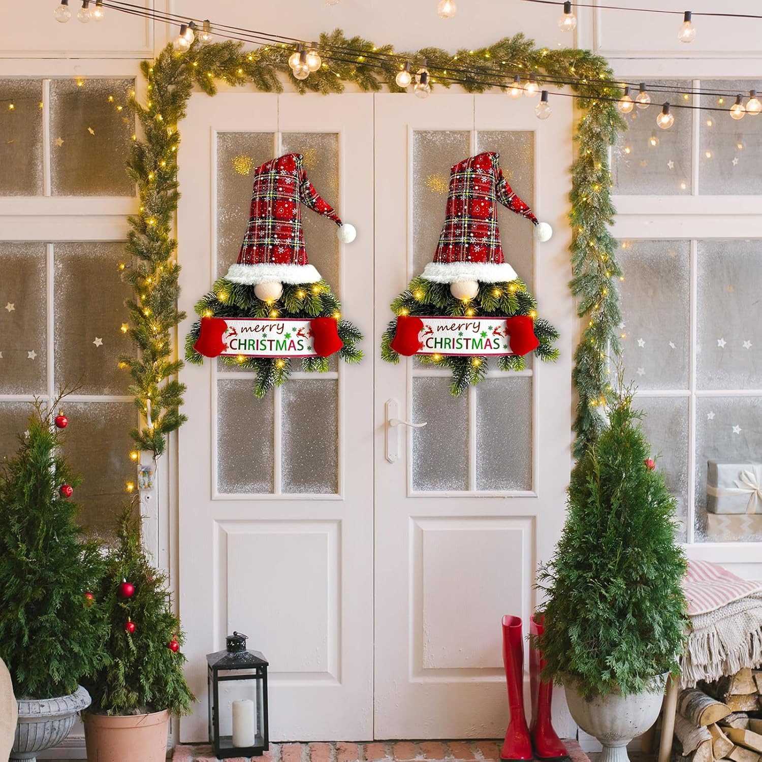 Coonoor Weihnachtsfigur Weihnachtskranz mit LED 60 günstig online kaufen