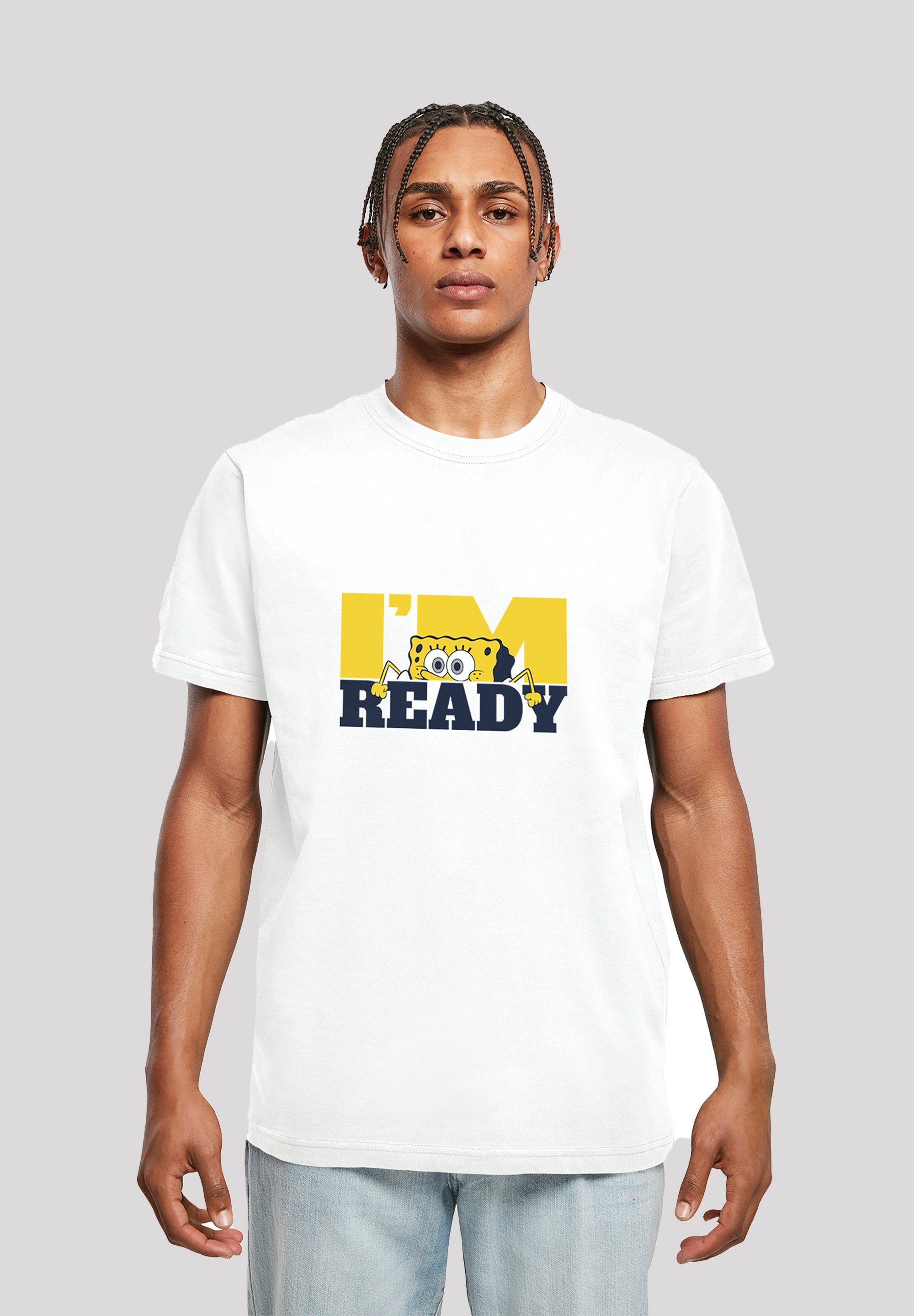 F4NT4STIC T-Shirt Spongebob Schwammkopf I'M READY - Ich bin bereit! Herren,Premium Merch,Regular-Fit,Basic,Bedruckt
