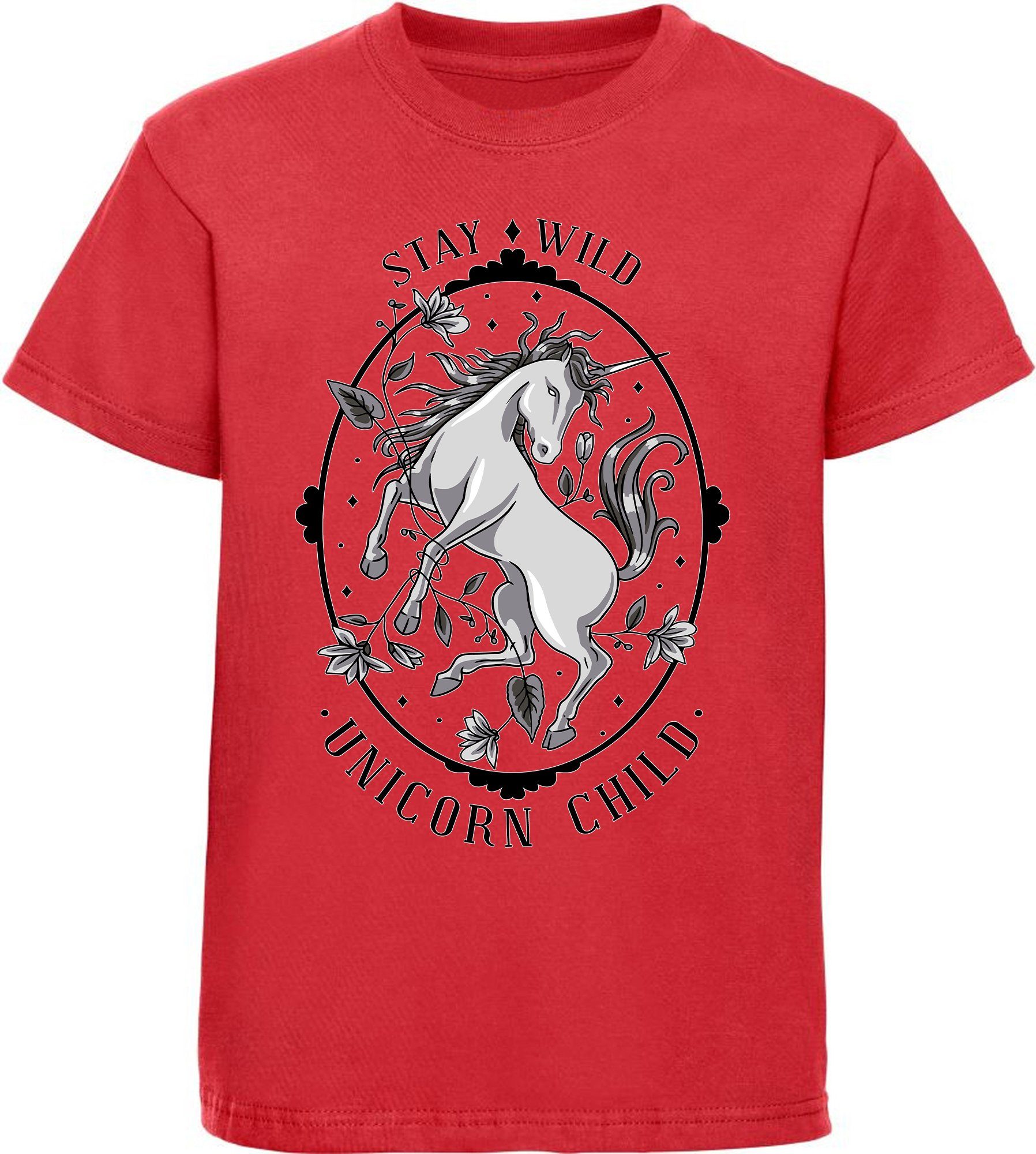 Print-Shirt bedrucktes Kinder Mädchen Einhorn T-Shirt - Stay Wild