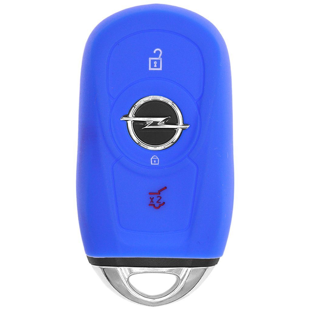 mt-key Schlüsseltasche Insignia KEYLESS für 3 Astra B Autoschlüssel Mokka K Corsa Zafira Knopf OPEL Blau, E Softcase Schutzhülle GTC X Silikon