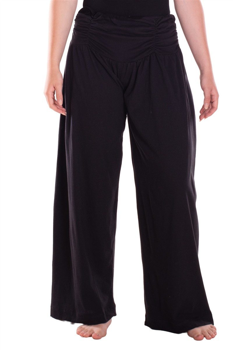 Vishes Jerseyhose Sommerhose Damen Palazzo Weites Bein Raffbund Jersey Baumwolle Alternative Mode, Boho, Hippie, Ethno, Festival