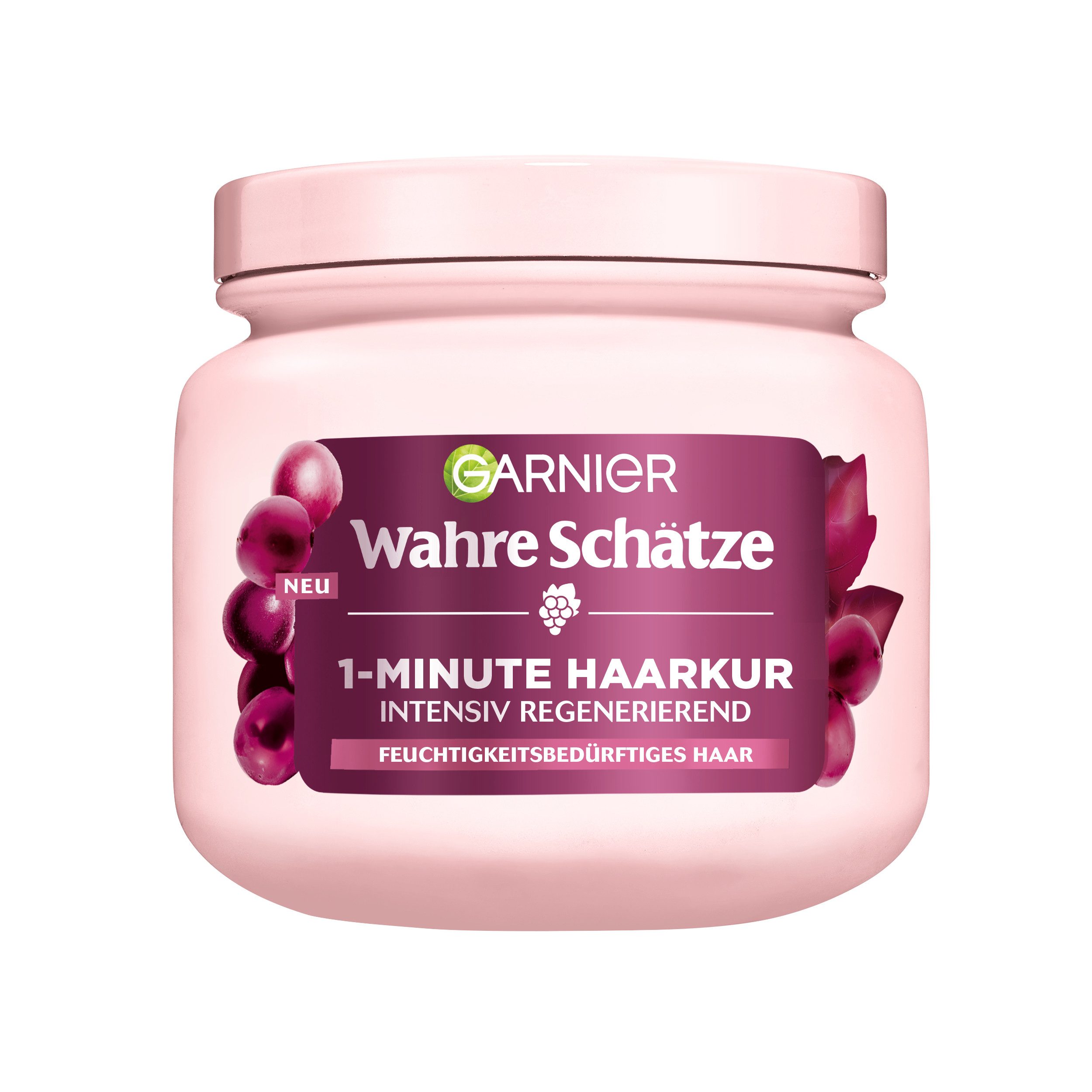 GARNIER Haarkur WAHRE SCHÄTZE 1-MINUTE HAARKUR TRAUBE HYDRABOOST, für feuchtigkeitsbedürftiges Haar, mit Traubenwasser und Traubenkernöl