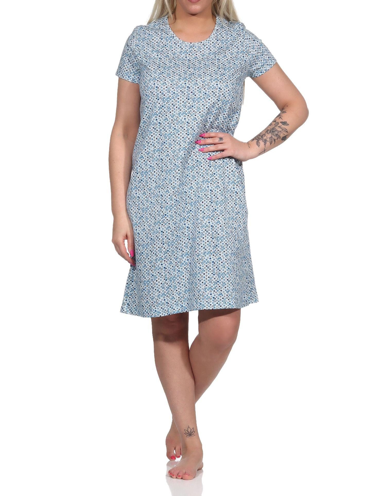 Nachthemd Damen Nachthemd Bigshirt kurzarm in Herz Tupfen Optik - 122 904