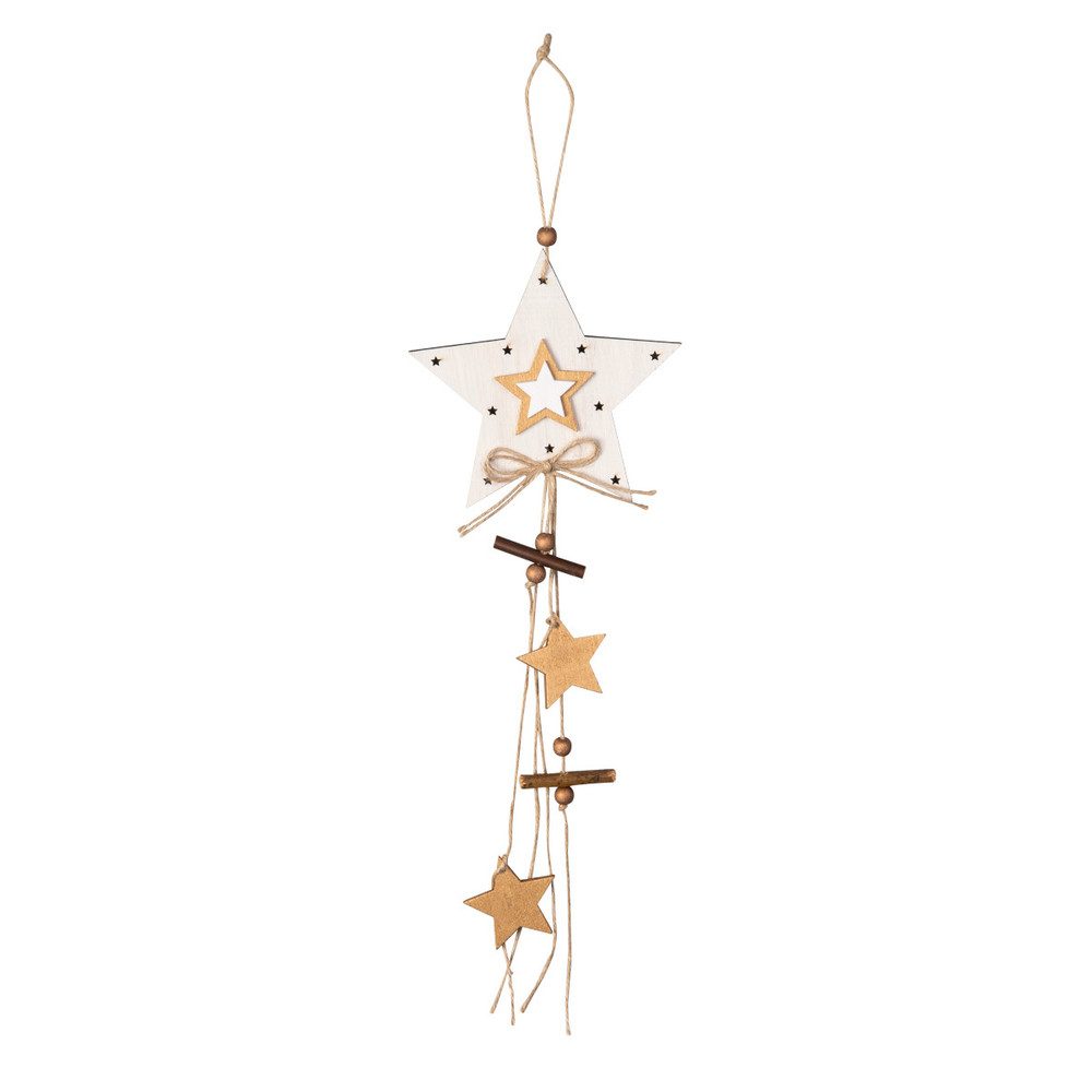 MICA Adventskranz Dekohänger Stern braun/weiß - ca. 13 x 13 x 50 cm