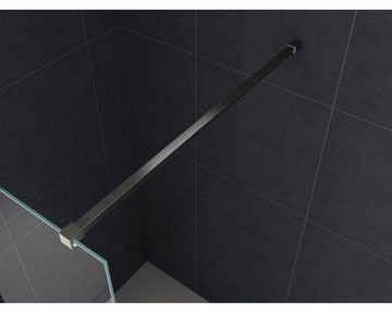 Home Systeme Walk-in-Dusche BERLIN (schwarz) Duschtrennwand Duschkabine Duschabtrennung Glaswand