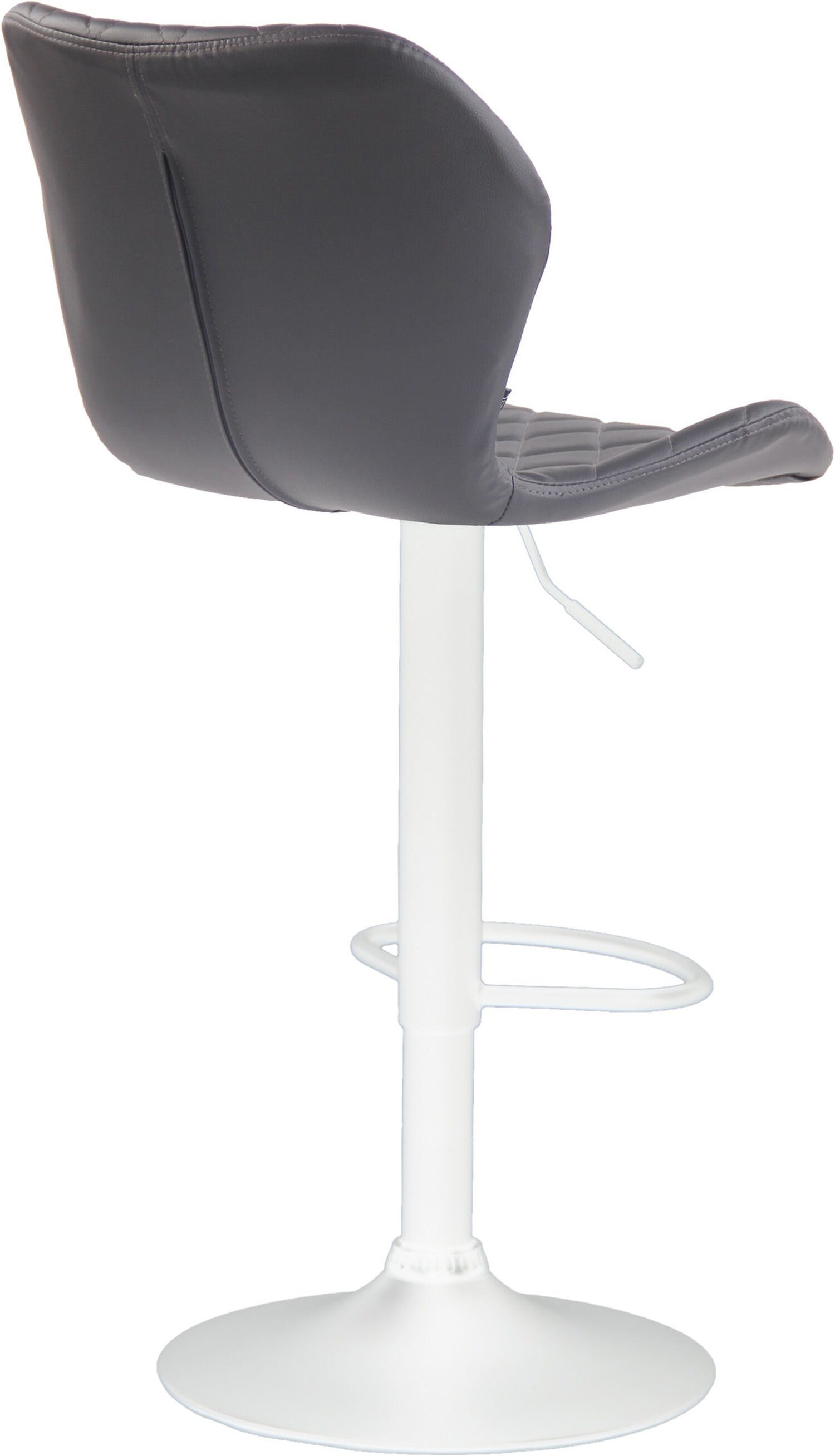 TPFLiving Barhocker Cora mit bequemer - Hocker Rückenlehne angenehmer Kunstleder Sitzfläche: Theke & höhenverstellbar), drehbar Metall Fußstütze 360° für Gestell und - weiß Grau (Barstuhl und Küche