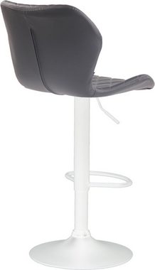 TPFLiving Barhocker Cora mit bequemer Rückenlehne und angenehmer Fußstütze (Barstuhl Hocker für Theke & Küche - 360° drehbar und höhenverstellbar), Gestell Metall weiß - Sitzfläche: Kunstleder Grau