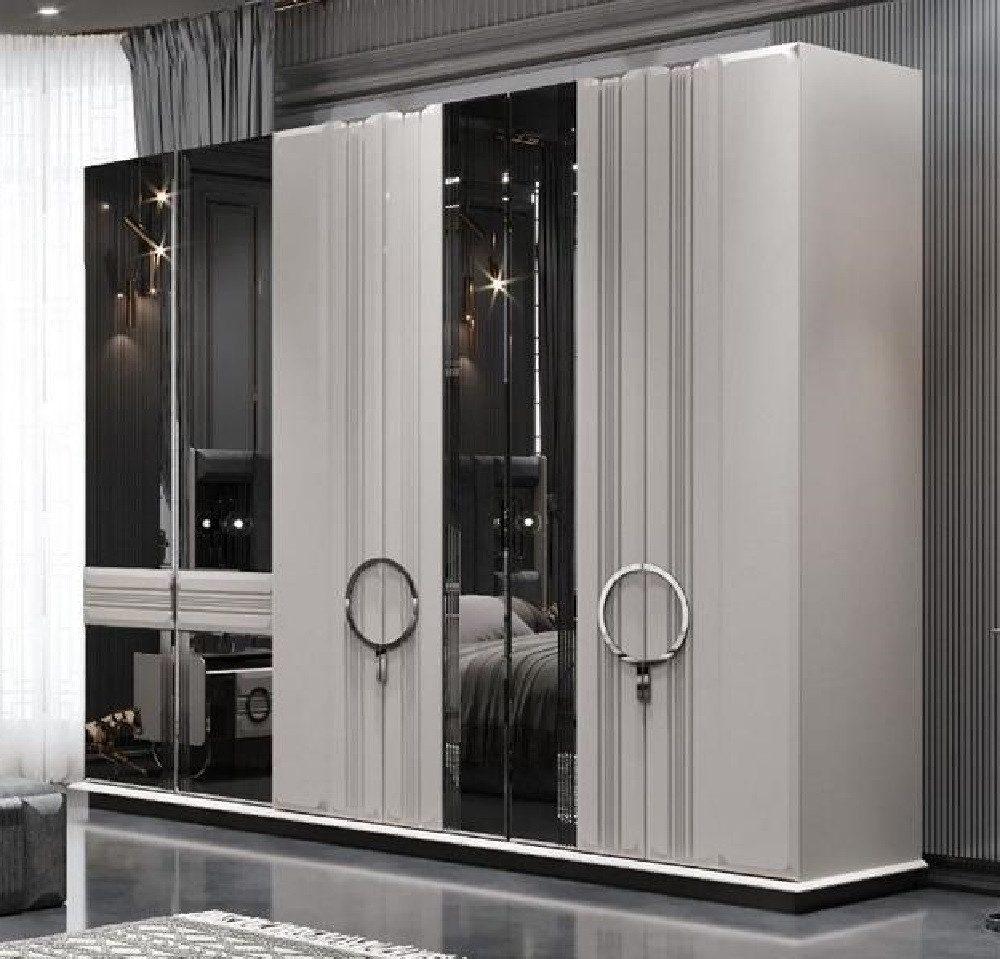Xlmoebel Kleiderschrank Kleiderschrank mit Spiegel und eleganter Schrankwand in Holzoptik (1-St., Kleiderschrank) Hergestellt in Europa