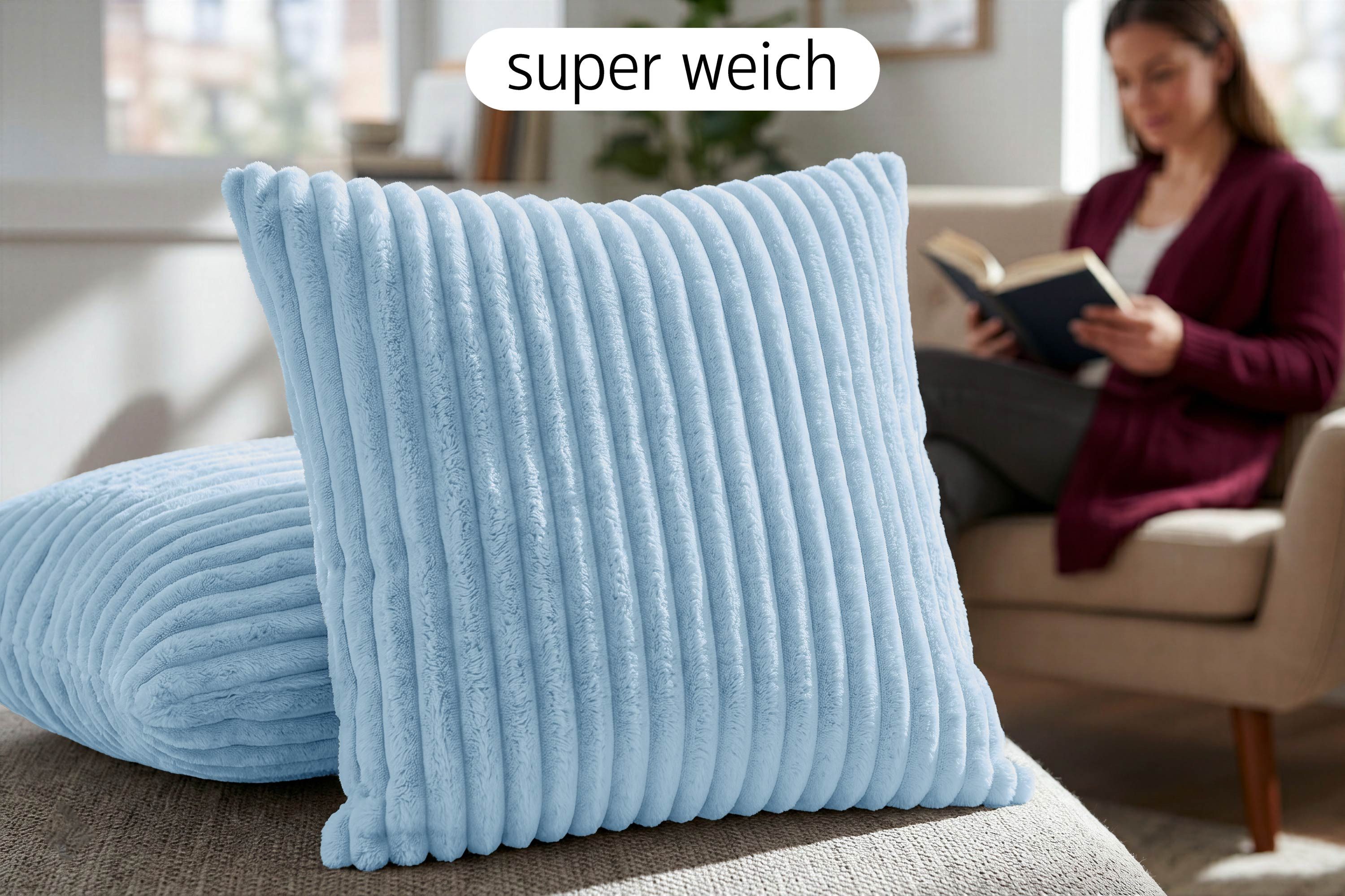 Amilian Dekokissen Dekokissen mit Füllung 4er Set, in moderner Cord-Optik pflegeleicht und waschbar