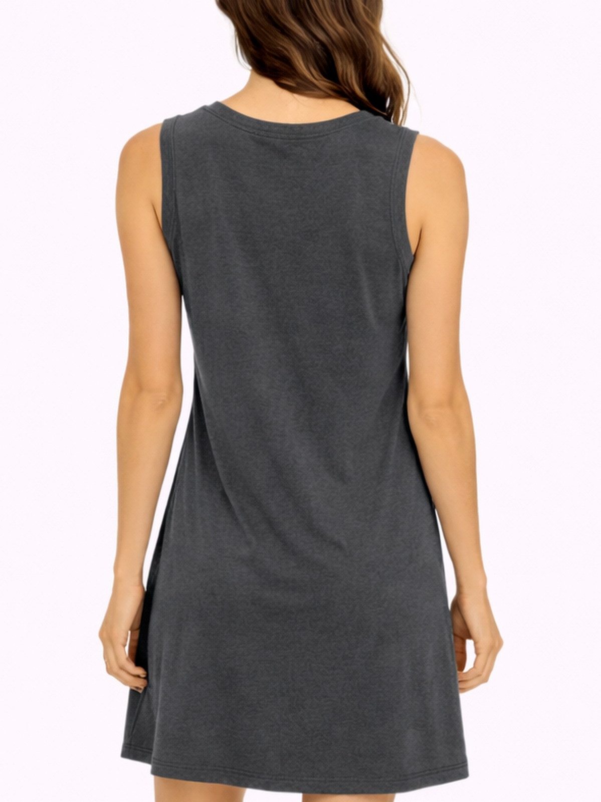 Vishes Sommerkleid Ärmelloses Kleid Damen A-Linie Jersey Baumwolle Unifarben Alternative Mode, Boho, Hippie, Ethno, Festival