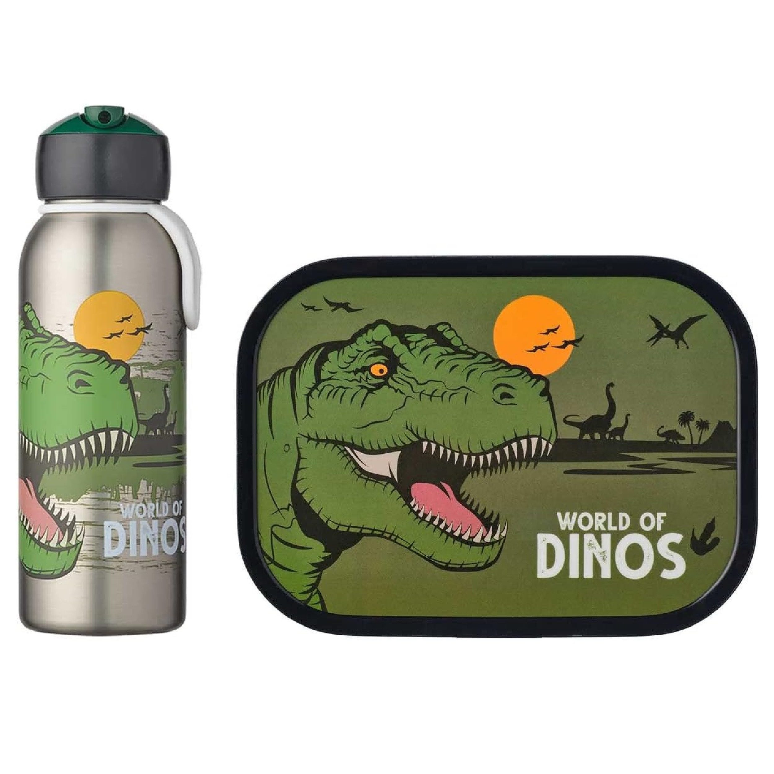 Mepal Lunchbox Thermo-Lunchset für Kinder mit Edelstahlflasche & Bento-Brotdose, 9h heiß, 12h kalt, BPA-frei, Dino-Design