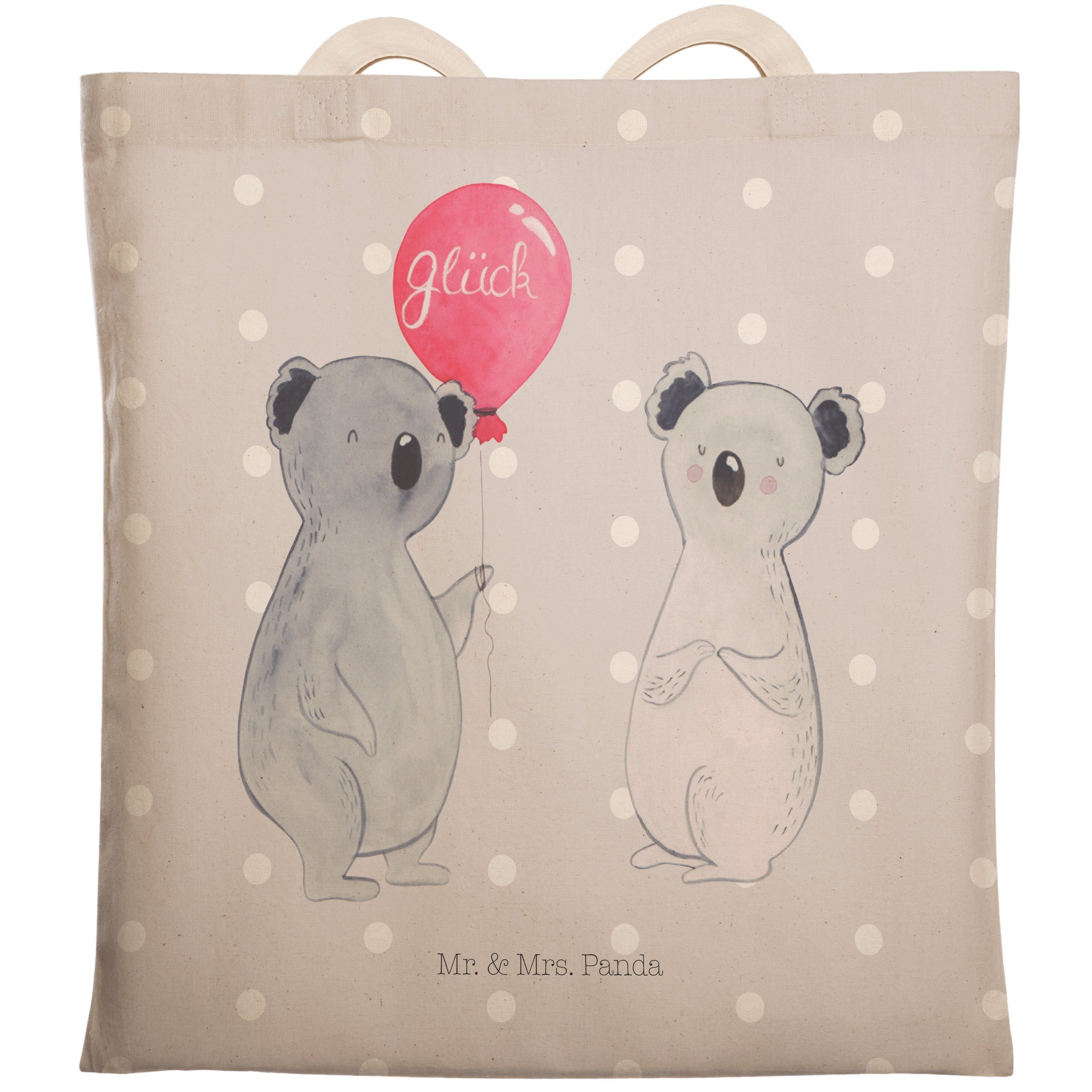 Mr. & Mrs. Panda Tragetasche Koala Luftballon - Grau Pastell - Geschenk, Einkaufstasche, Tragetasc (1-tlg)