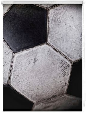 Seitenzugrollo Rollo Klemmfix, ohne Bohren, blickdicht, Retro Fußball - Schwarz-Weiß, LICHTBLICK ORIGINAL, blickdicht, freihängend, Klemmfix